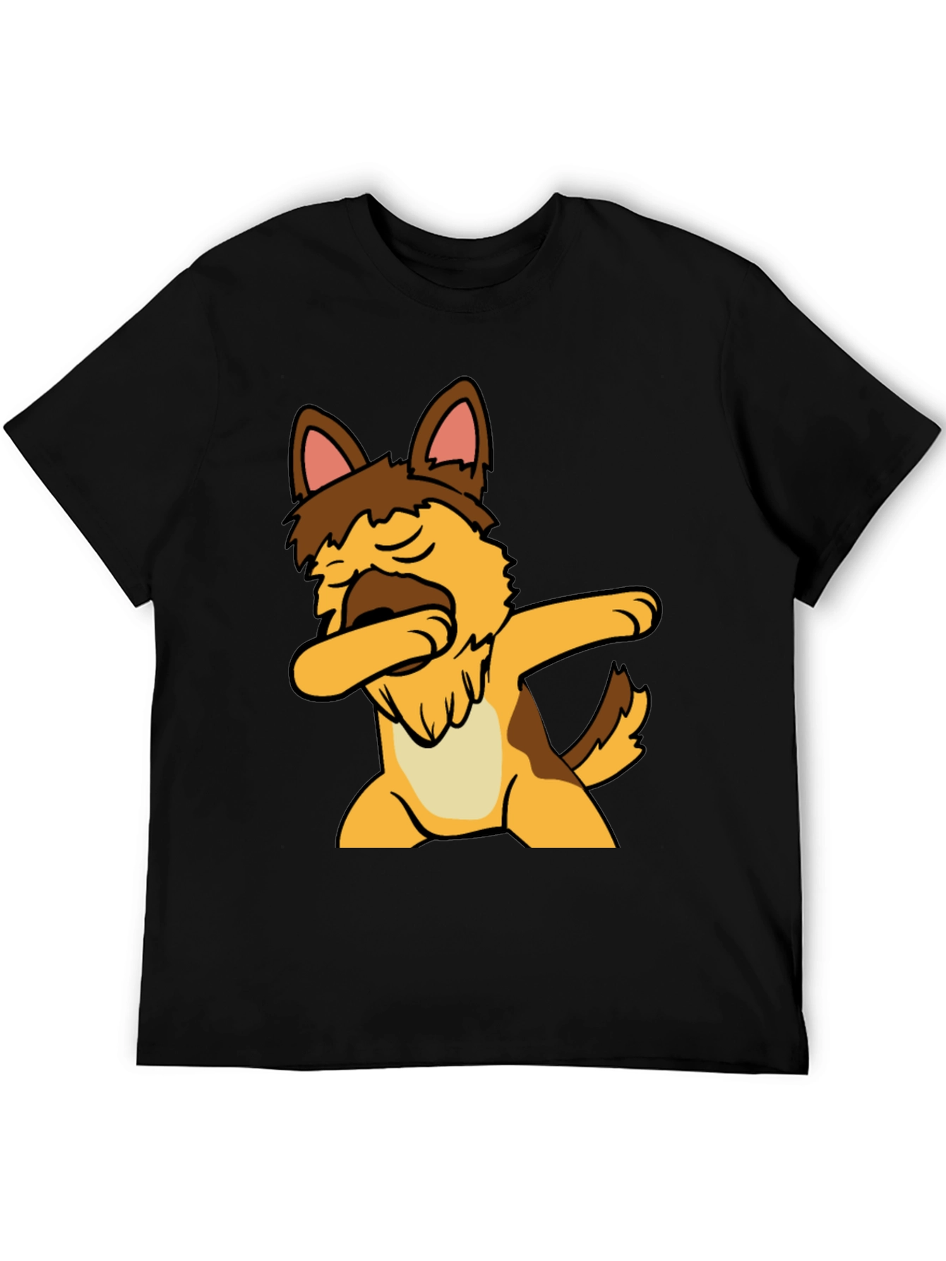 Black Dabbing Dog Graphic Tee - Cute Black T-Shirt view 5