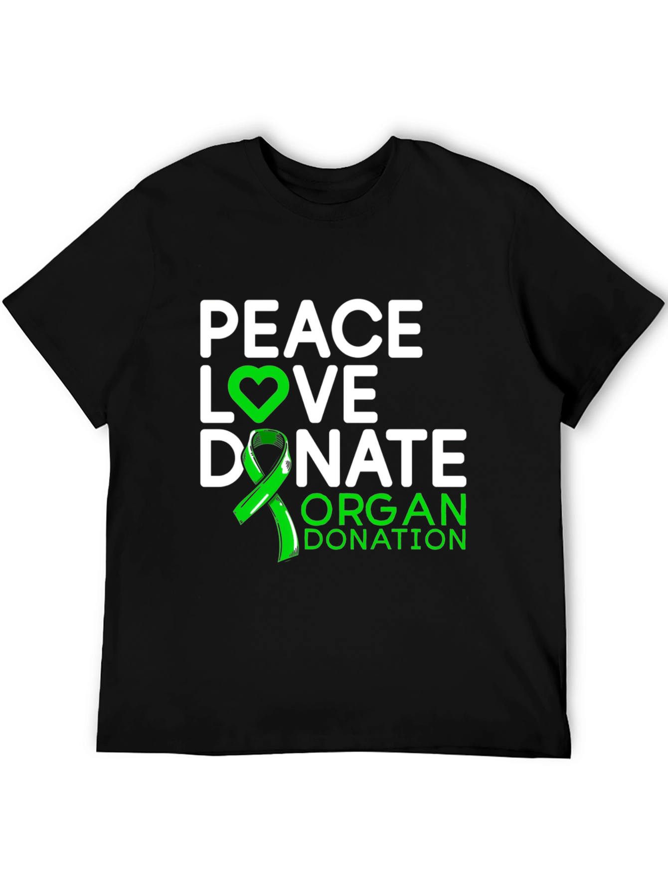 Black Peace Love Donate Organ Donation Awareness T-Shirt view 5