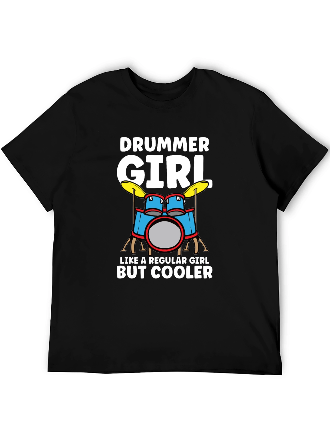 Black Drummer Girl T-Shirt - Music Lover Tee view 5