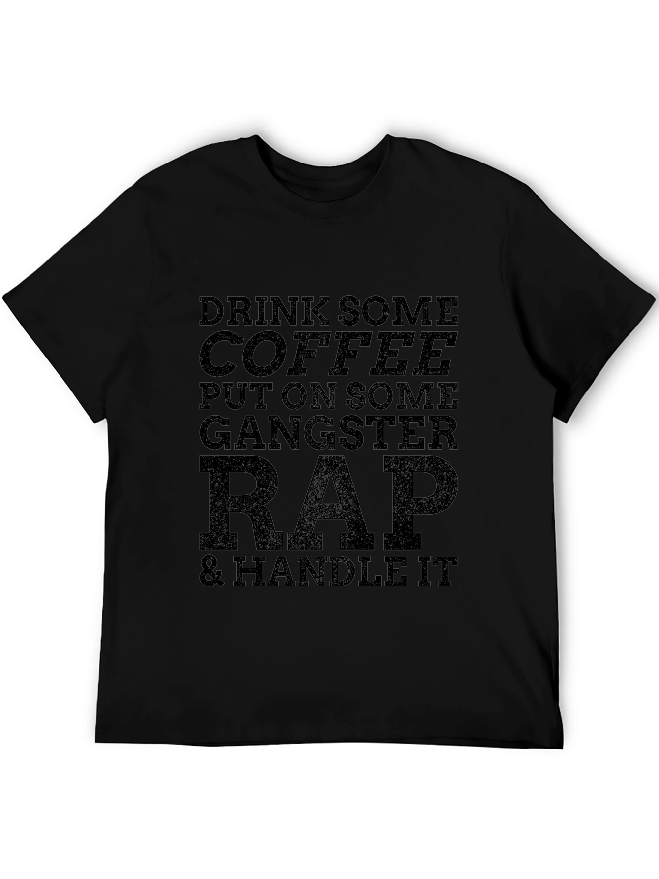 Black Gangster Rap & Coffee Graphic Tee - Black view 5