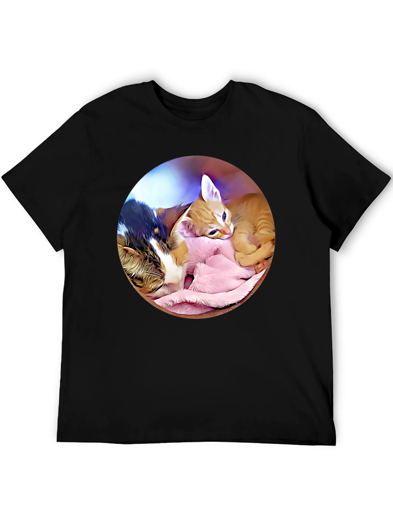 Black Cute Kittens Graphic T-Shirt - Soft Cotton Blend view 5