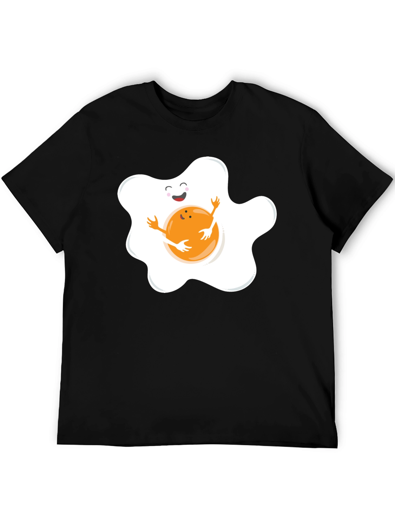 Black Cute Egg Hug Graphic Black Tee view 5