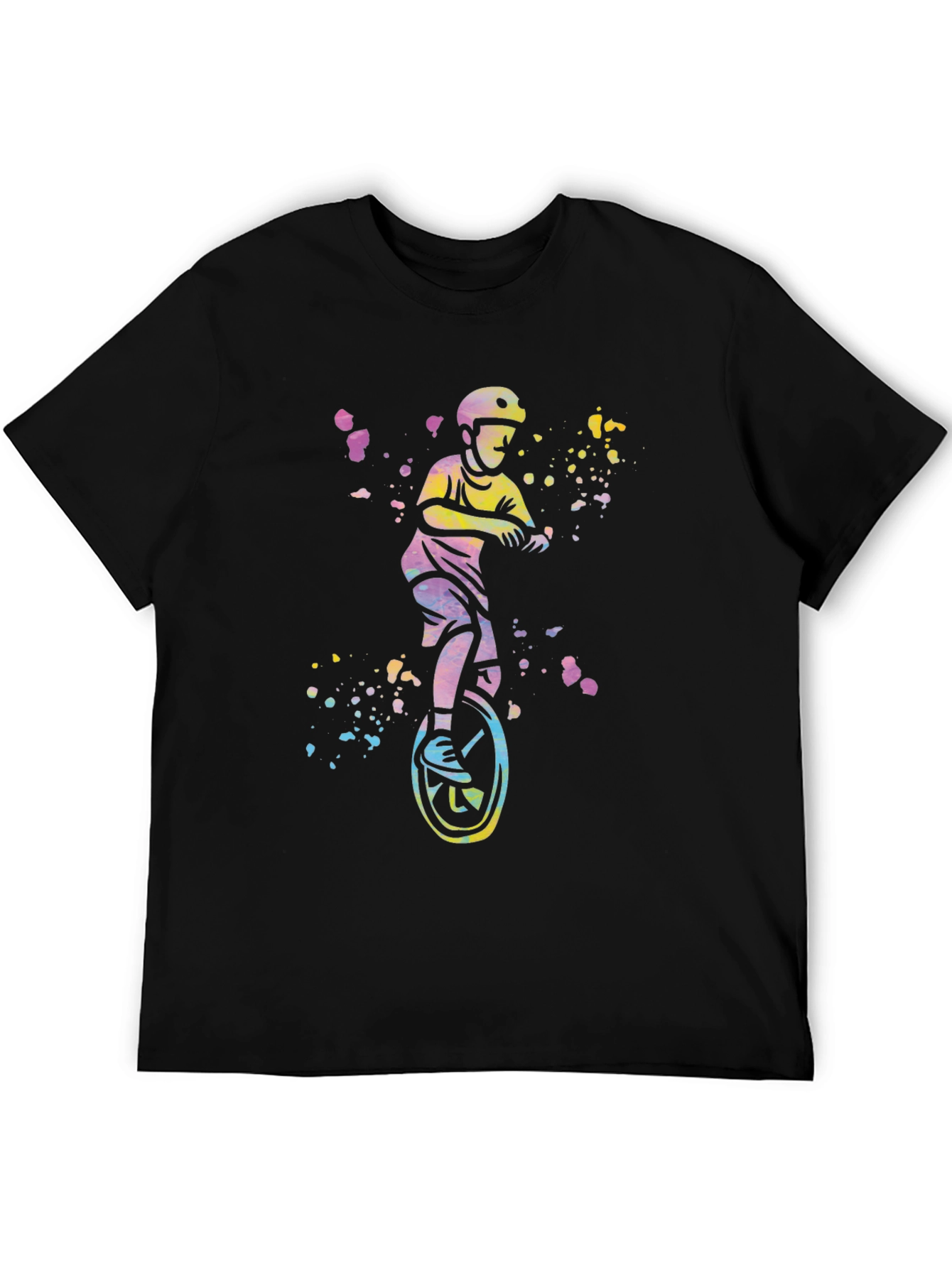 Black Unicyclist Graphic Tee - Colorful Fun Design view 5