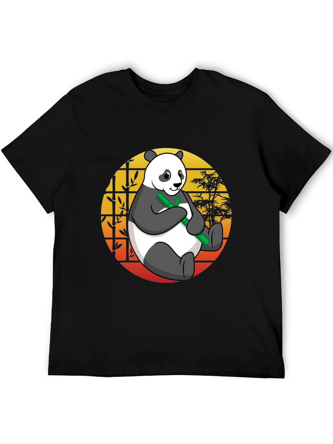 Black Panda Bamboo T-Shirt - Men's Black Graphic Tee view 5