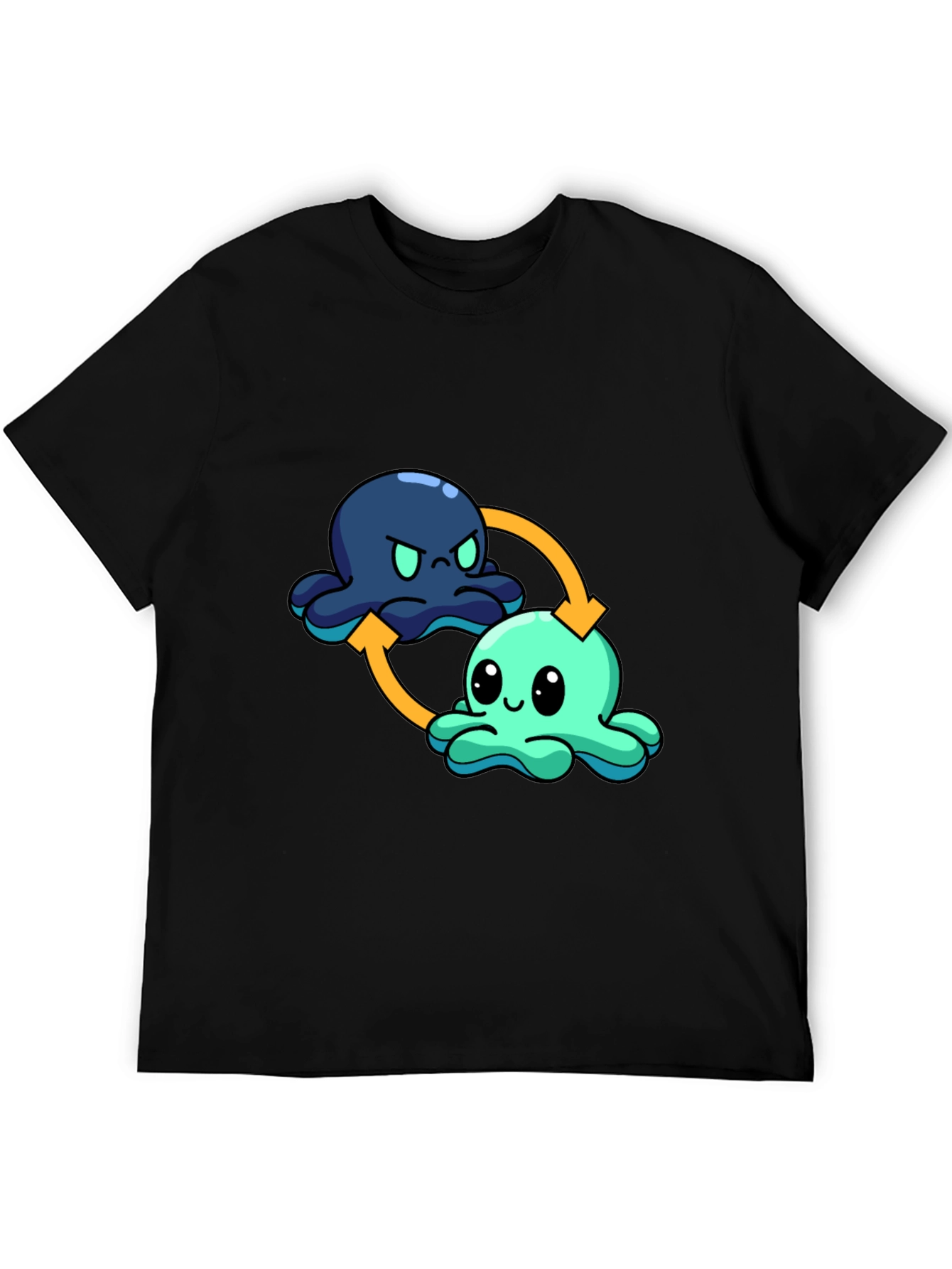 Black Mood Octopus T-Shirt - Reversible Cute Cartoon Design view 5