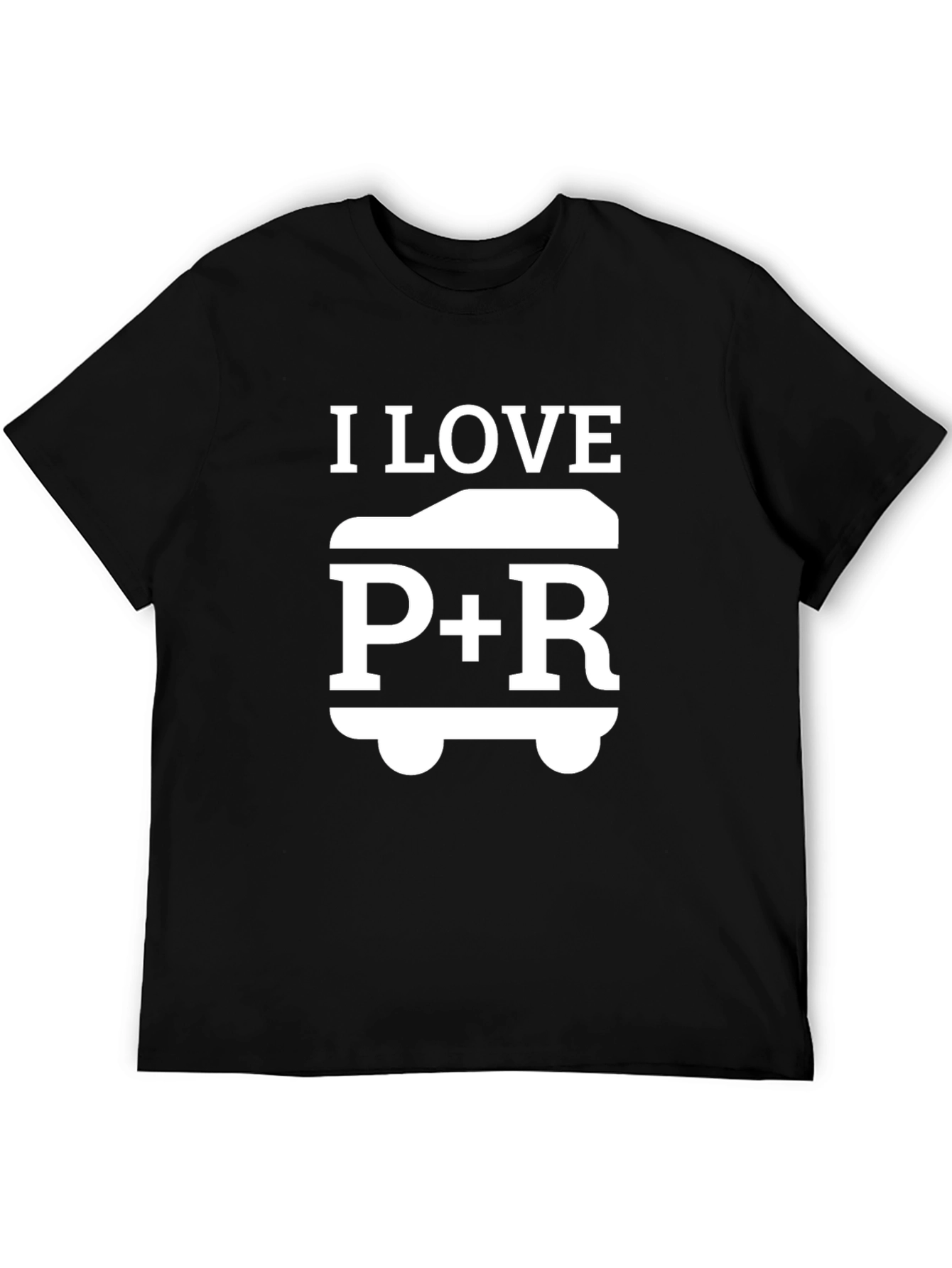Black I Love P+R Car T-Shirt - Black view 5
