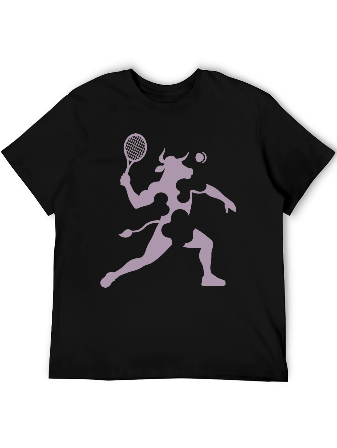 Black Tennis Cow Graphic T-Shirt - Funny Sports Tee view 5