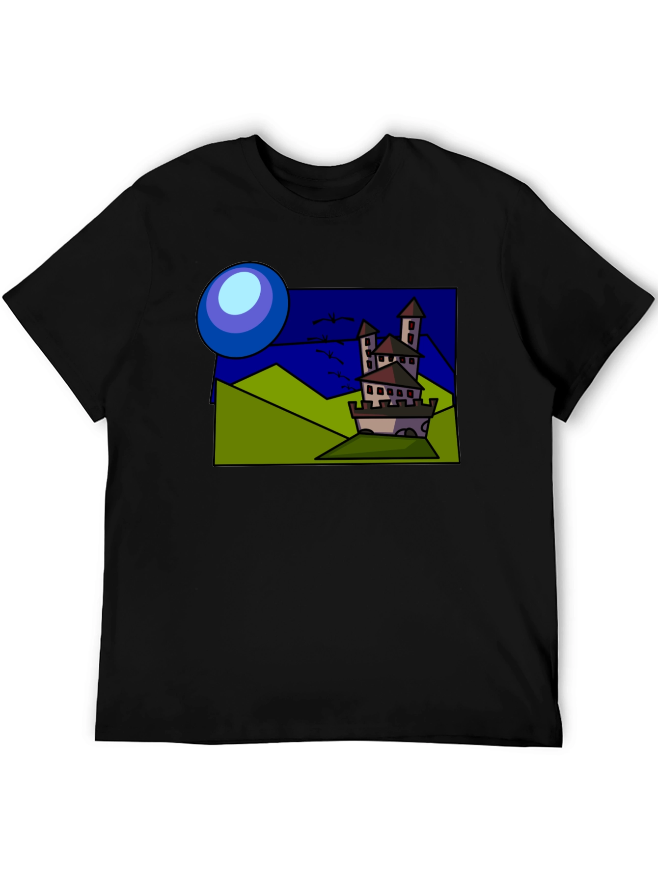 Black Cartoon Castle T-Shirt: Quirky Design, Classic Fit view 5