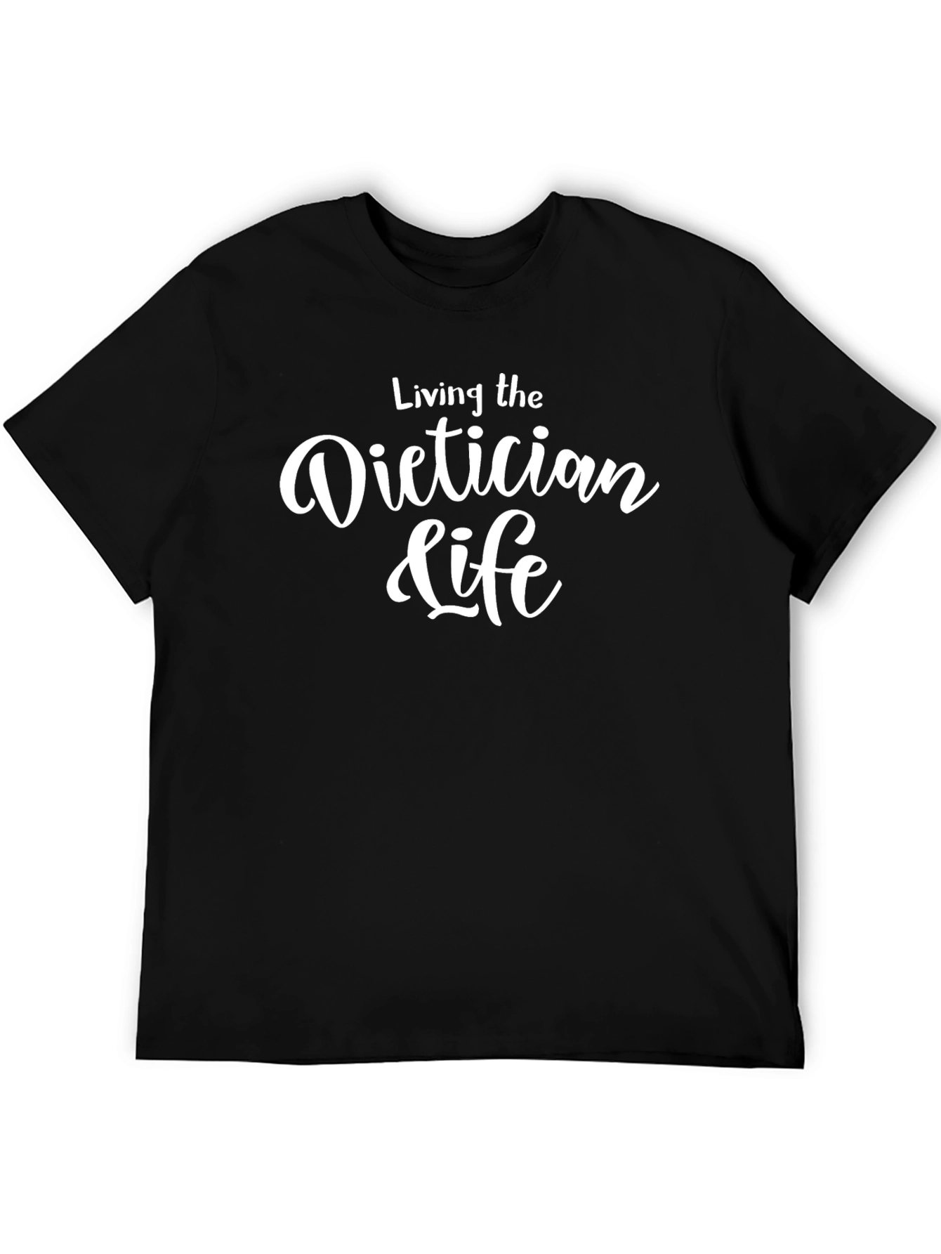 Black Dietician Life T-Shirt - Black Cotton Tee view 5