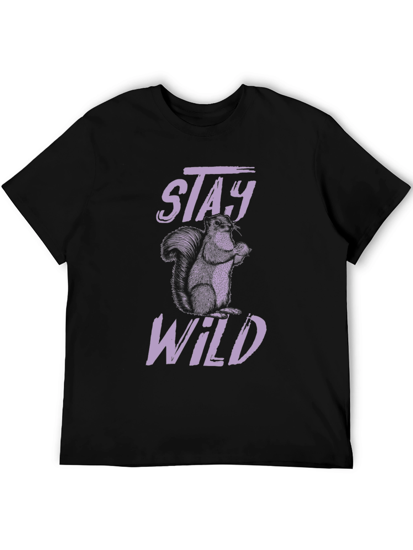 Black Stay Wild Squirrel Graphic T-Shirt - Black view 5
