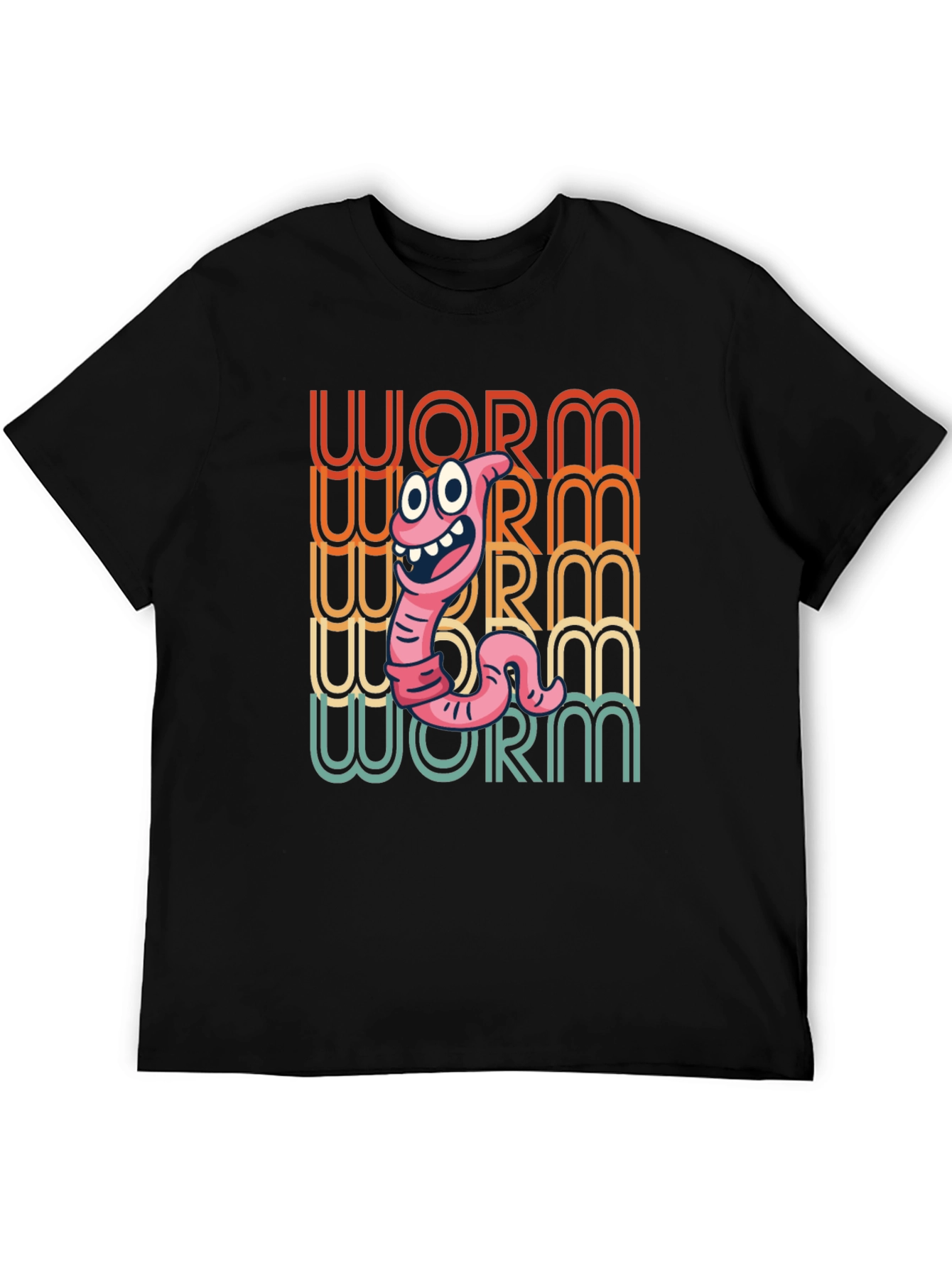 Black Funny Worm Graphic Tee - Black Cotton T-Shirt view 5