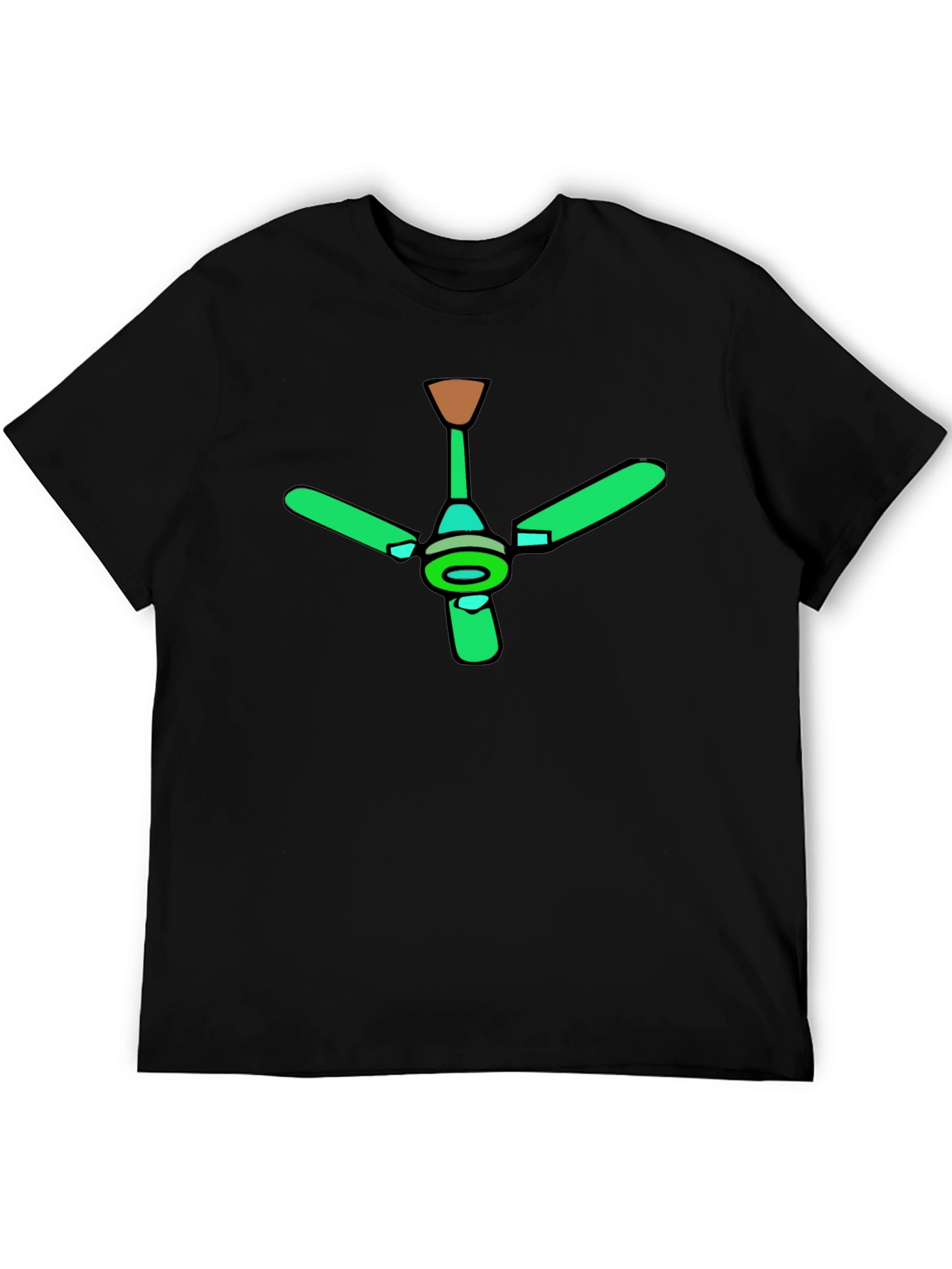Black Green Ceiling Fan Graphic Black T-Shirt view 5