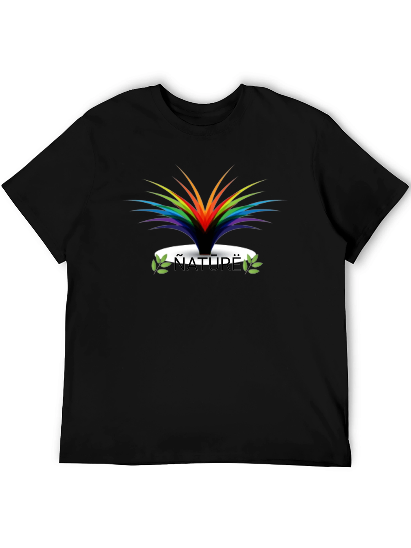 Black Nature Rainbow Graphic Black T-Shirt view 5