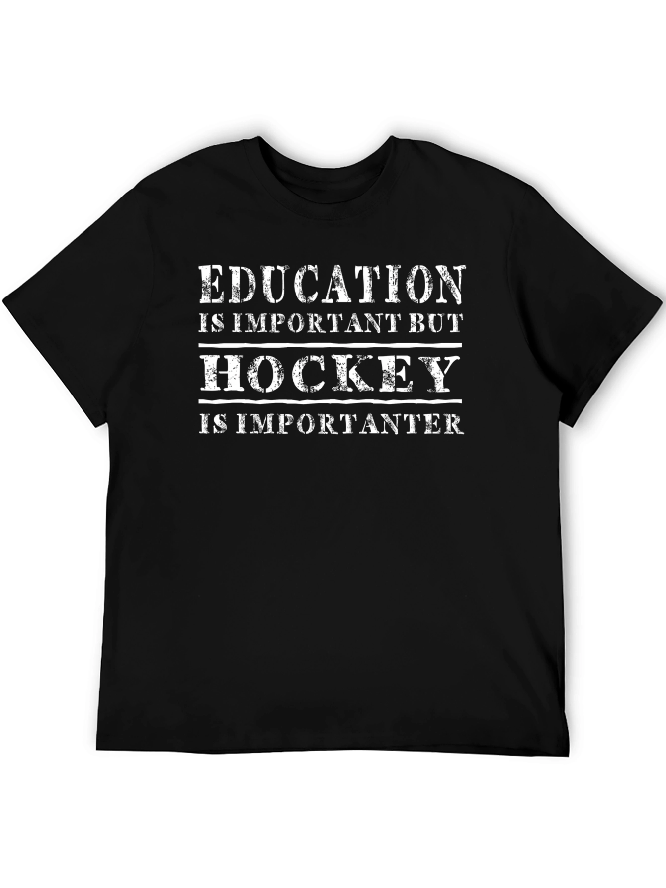 Black Education is Important But Hockey is Importanter Black T-Shirt view 5