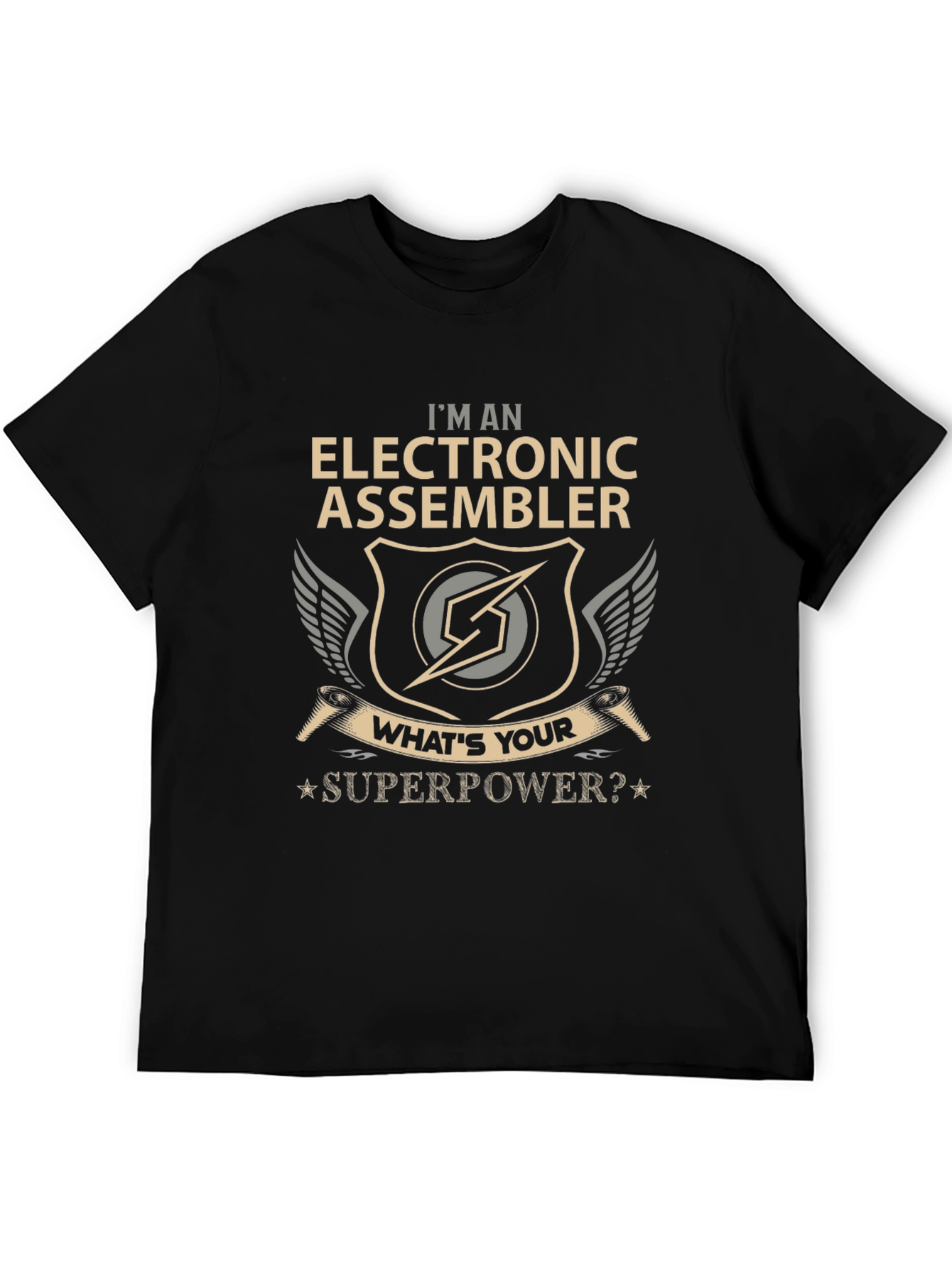 Black Electronic Assembler Superpower T-Shirt view 5