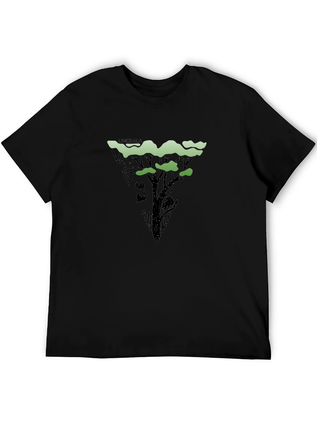 Black Abstract Tree Graphic Tee - Black Cotton Blend view 5