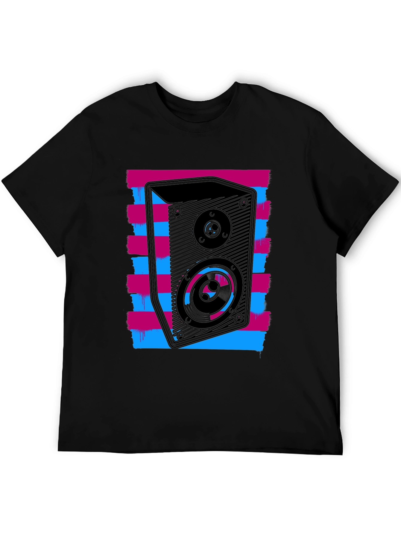 Black Retro Speaker Graphic T-Shirt - Bold Black Tee view 5
