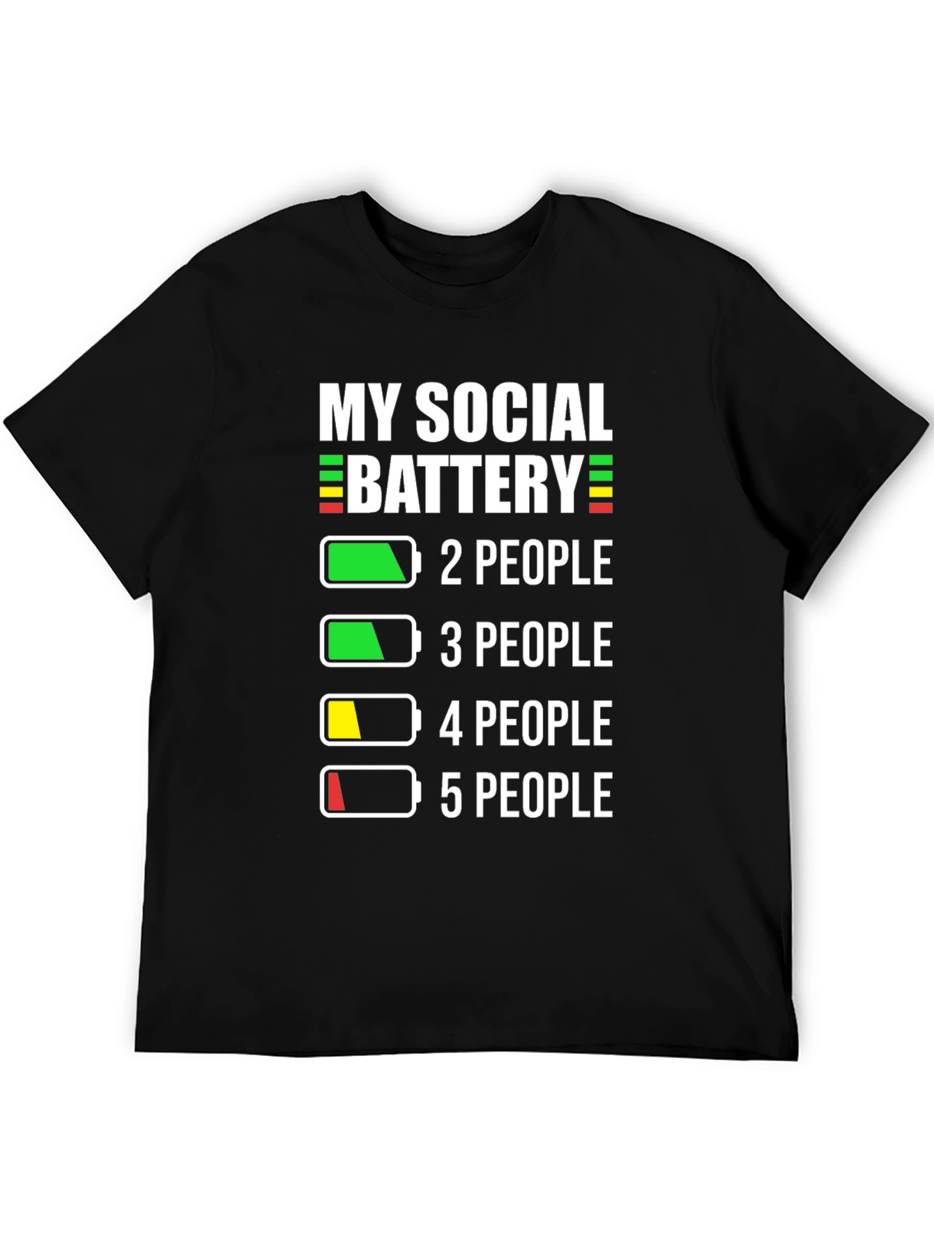Black Social Battery Graphic T-Shirt view 5