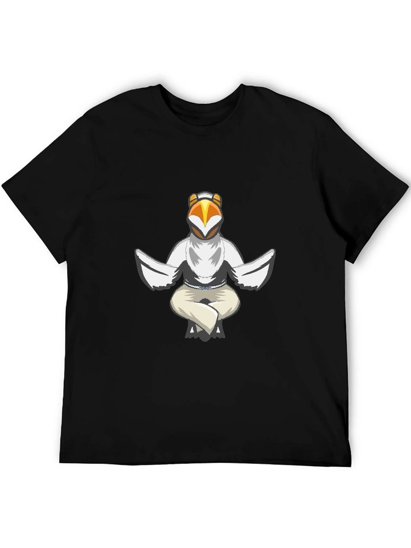 Black Cool Bird Meditating Graphic Tee - Black view 5