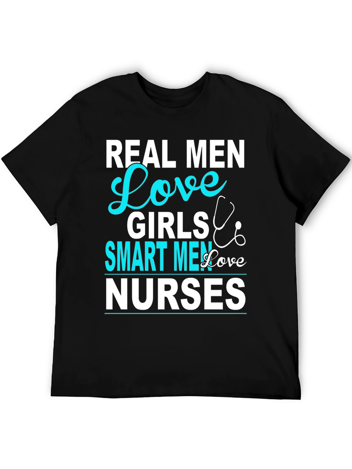 Black Real Men Love Girls, Smart Men Love Nurses T-Shirt view 5
