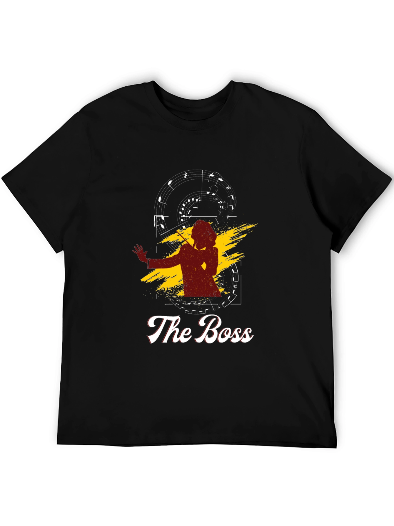 Black The Boss Graphic T-Shirt - Music Conductor Design view 5