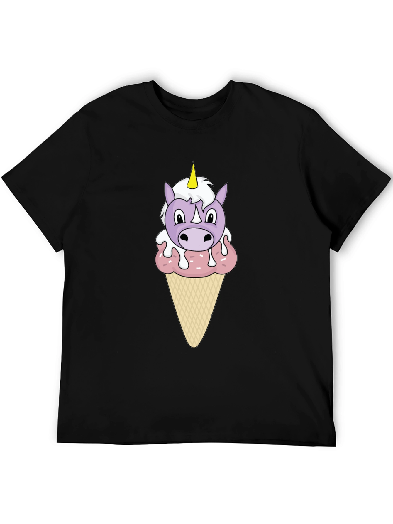 Black Unicorn Ice Cream Graphic T-Shirt view 5