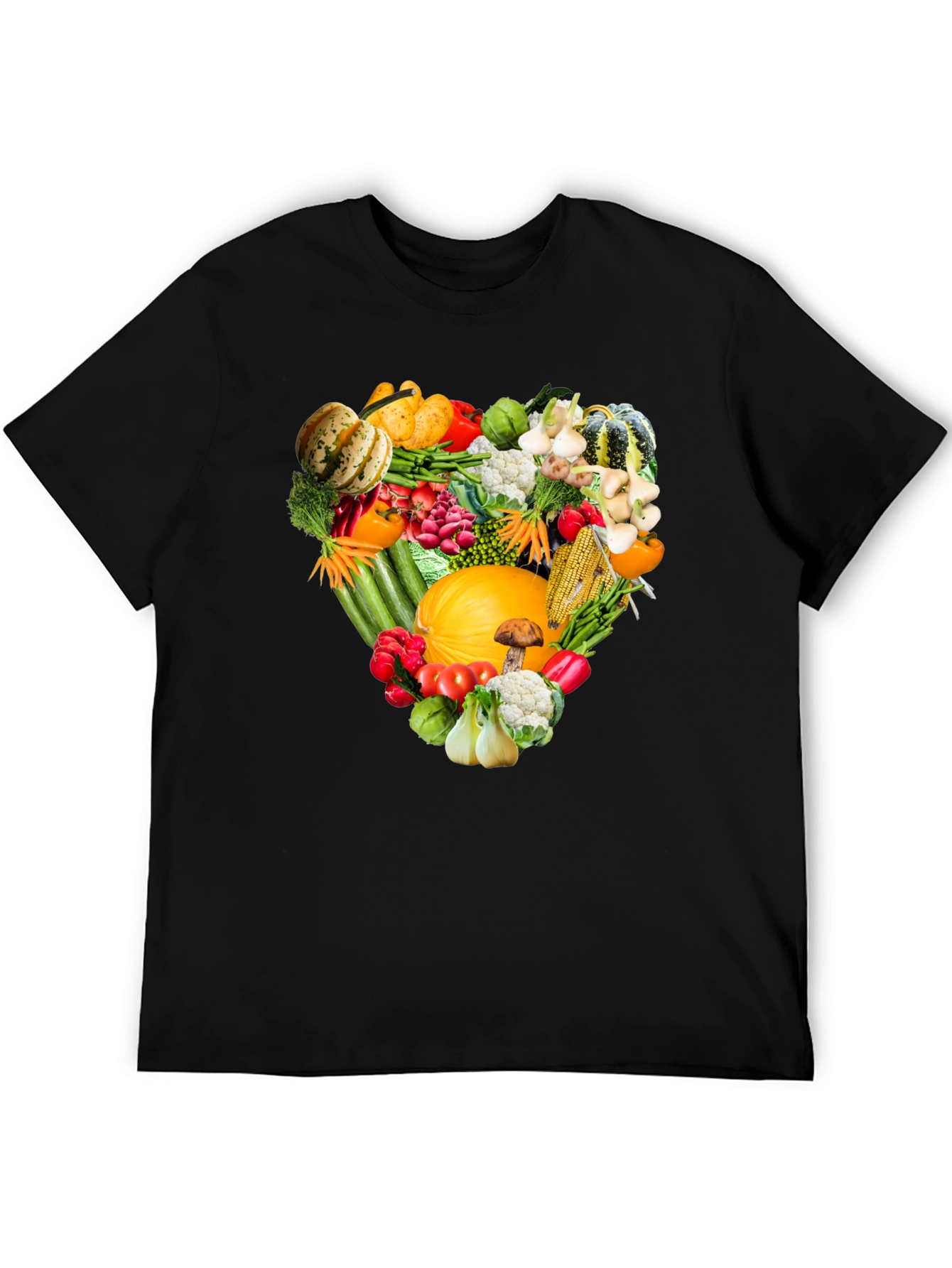 Black Vegetable Heart T-Shirt - Healthy Food Tee view 5