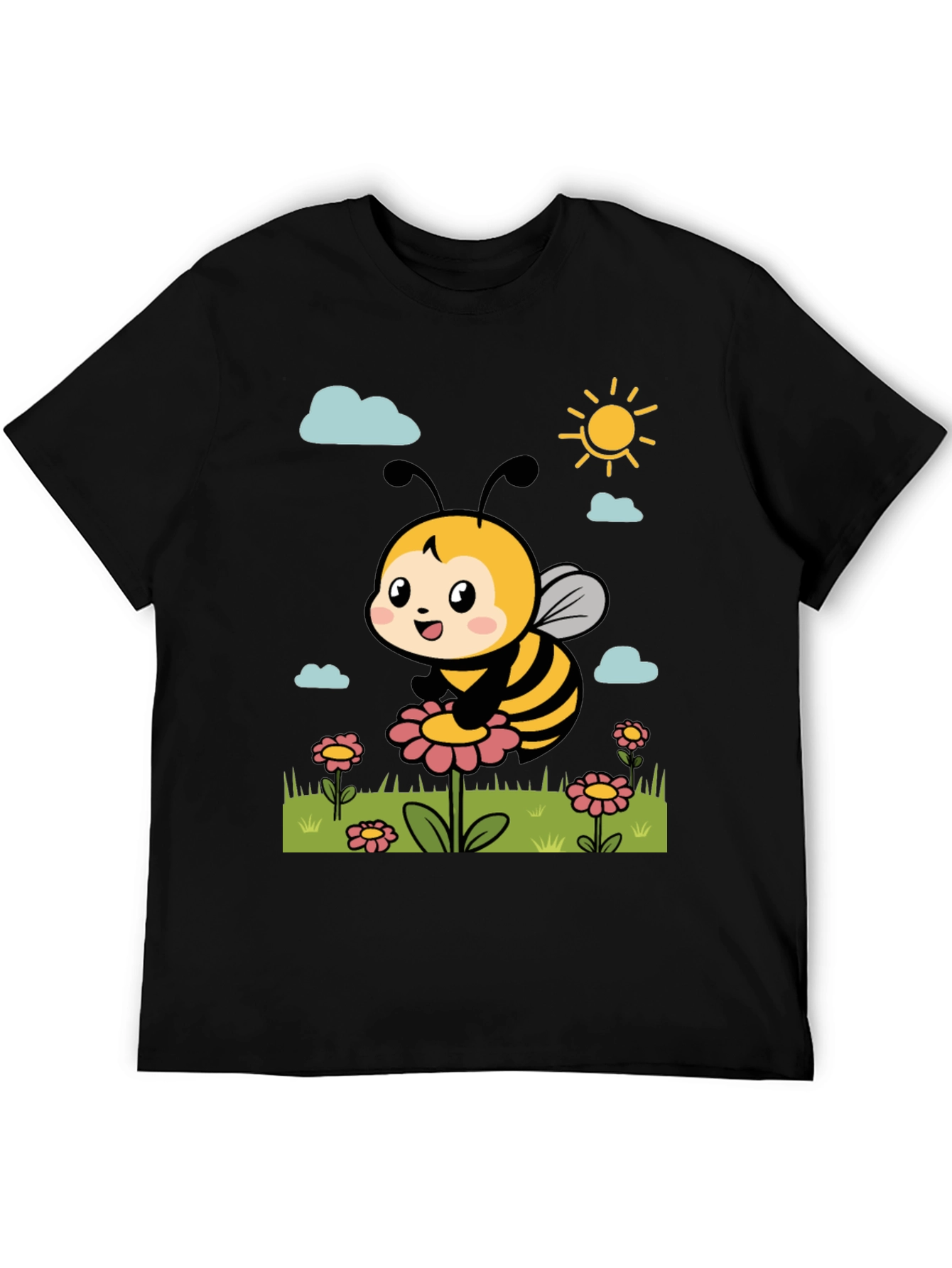 Black Cute Bee Graphic Tee - Black T-Shirt view 5