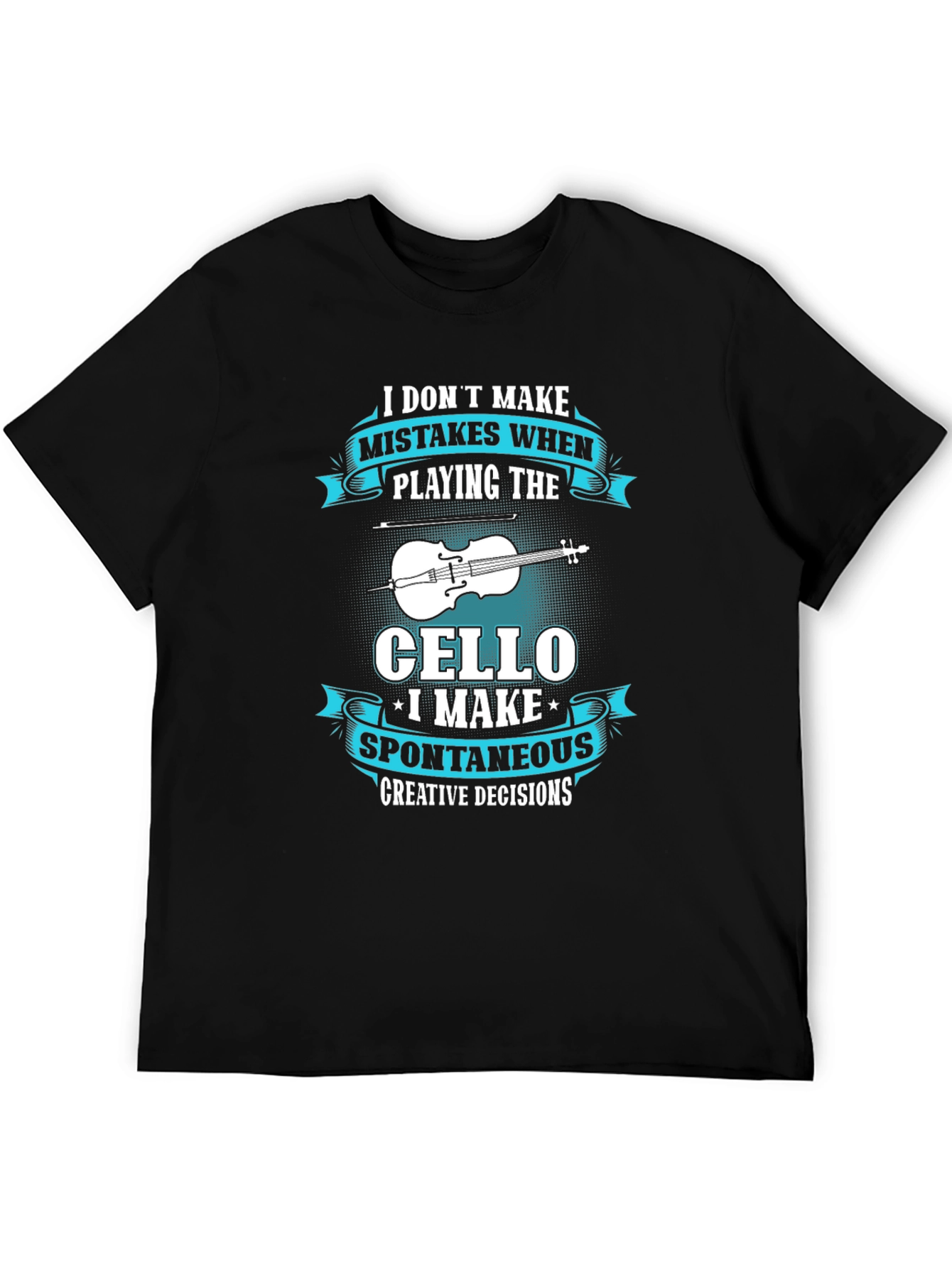 Black Cello Player T-Shirt: Spontaneous Creative Decisions view 5