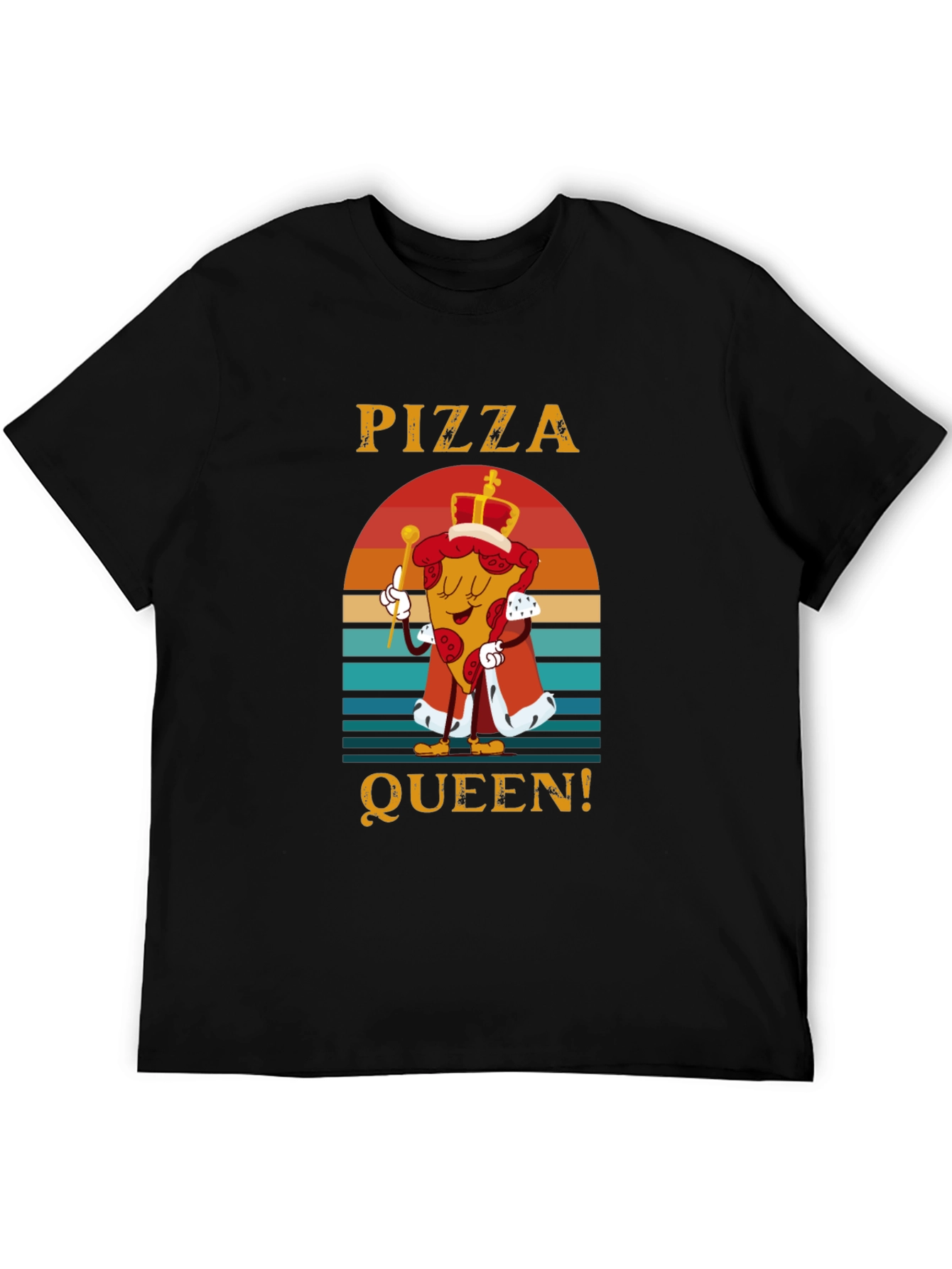 Black Pizza Queen Graphic T-Shirt - Funny Food Tee view 5