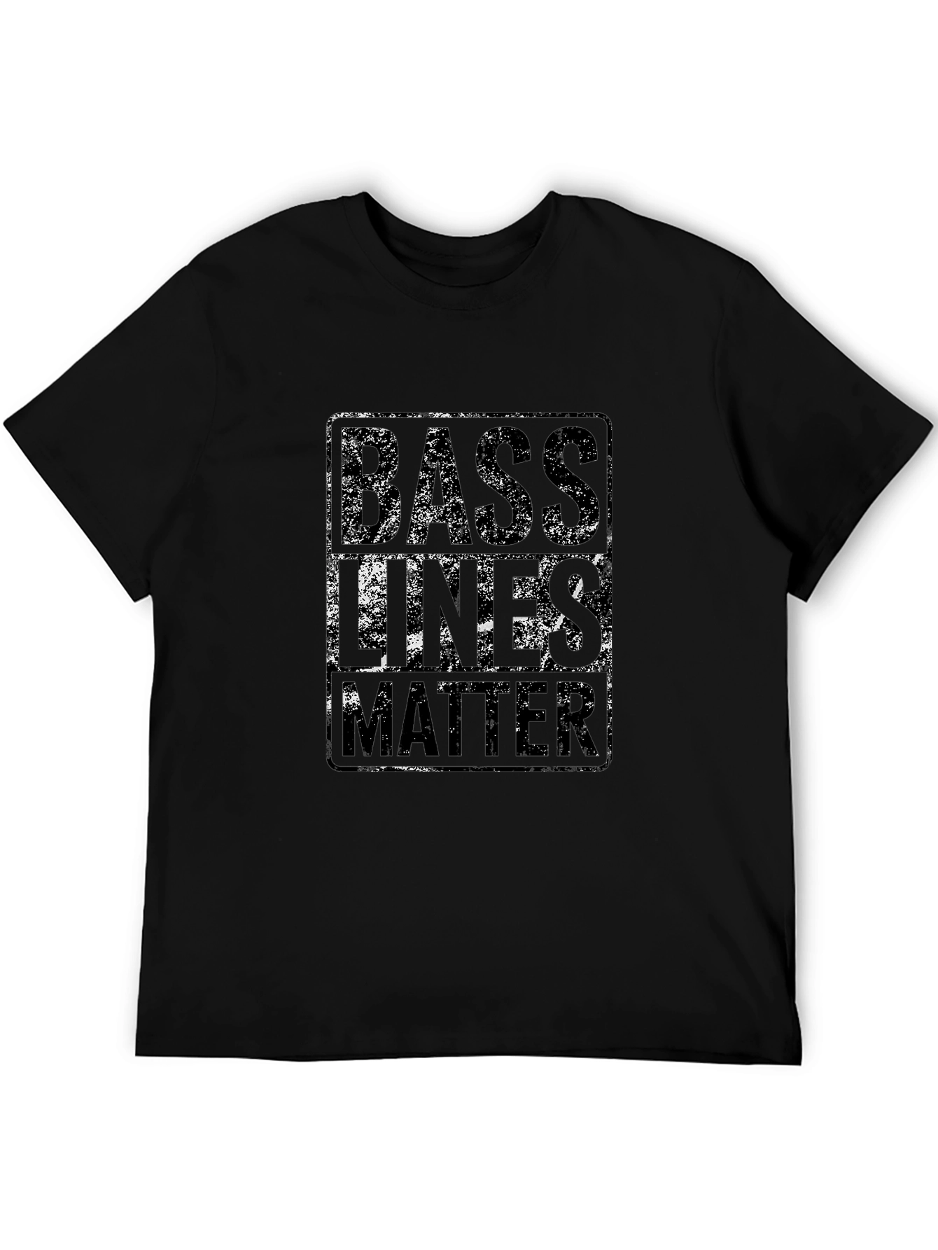 Black Bass Lines Matter Black Graphic Tee Shirt view 5
