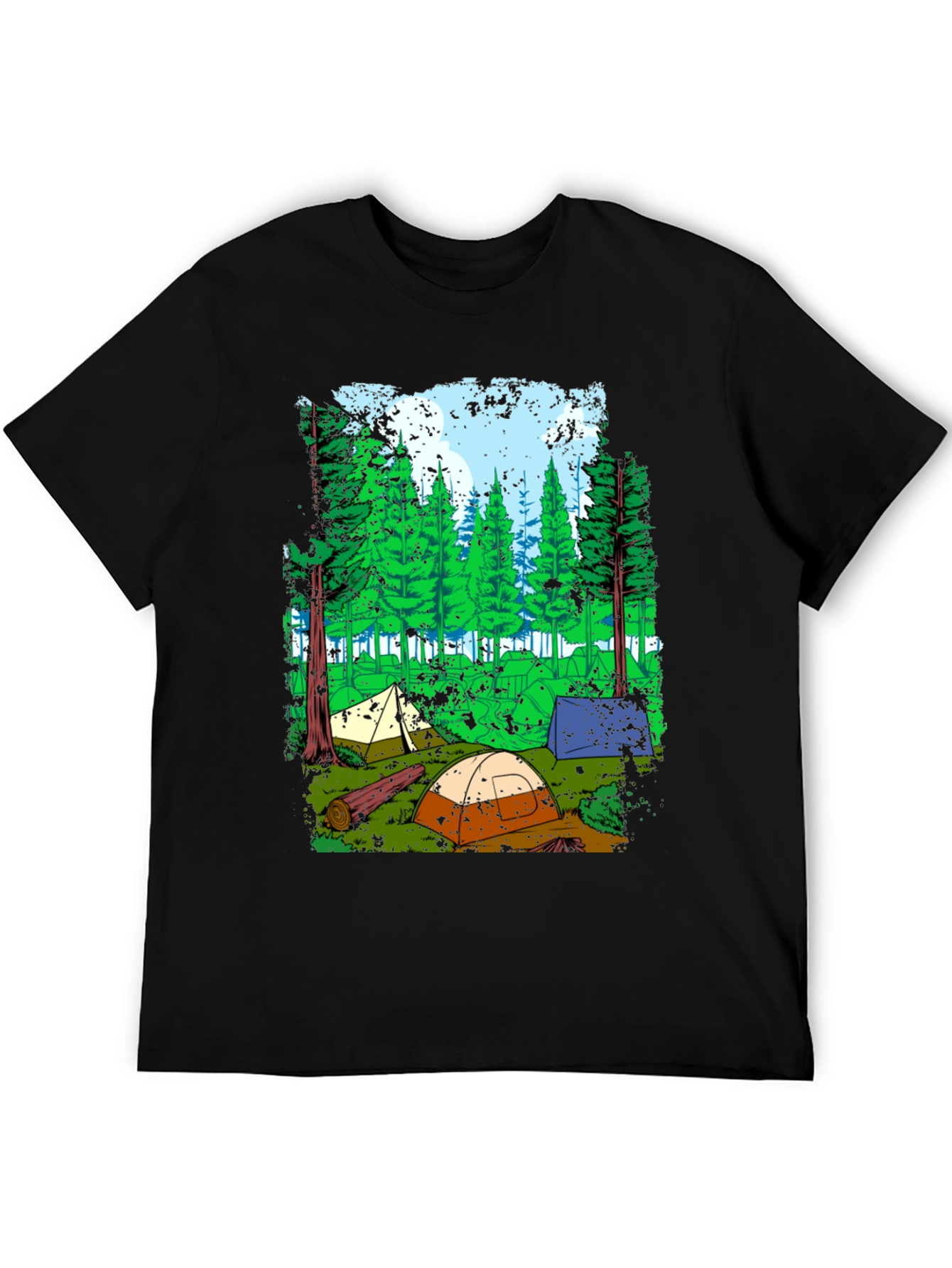 Black Camping Adventure Graphic T-Shirt view 5