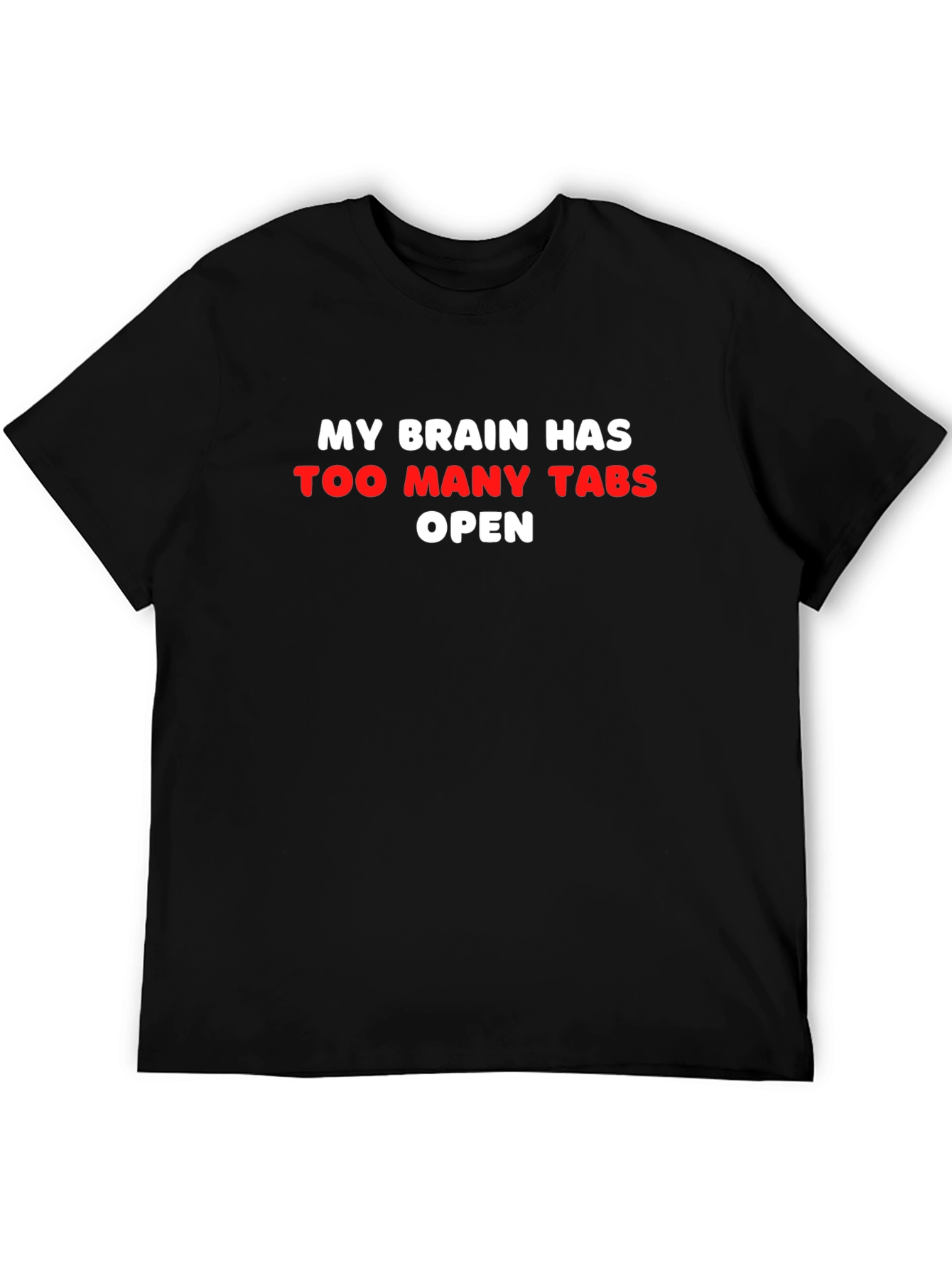 Black Funny Brain Tabs T-Shirt - Too Many Tabs Open Tee view 5