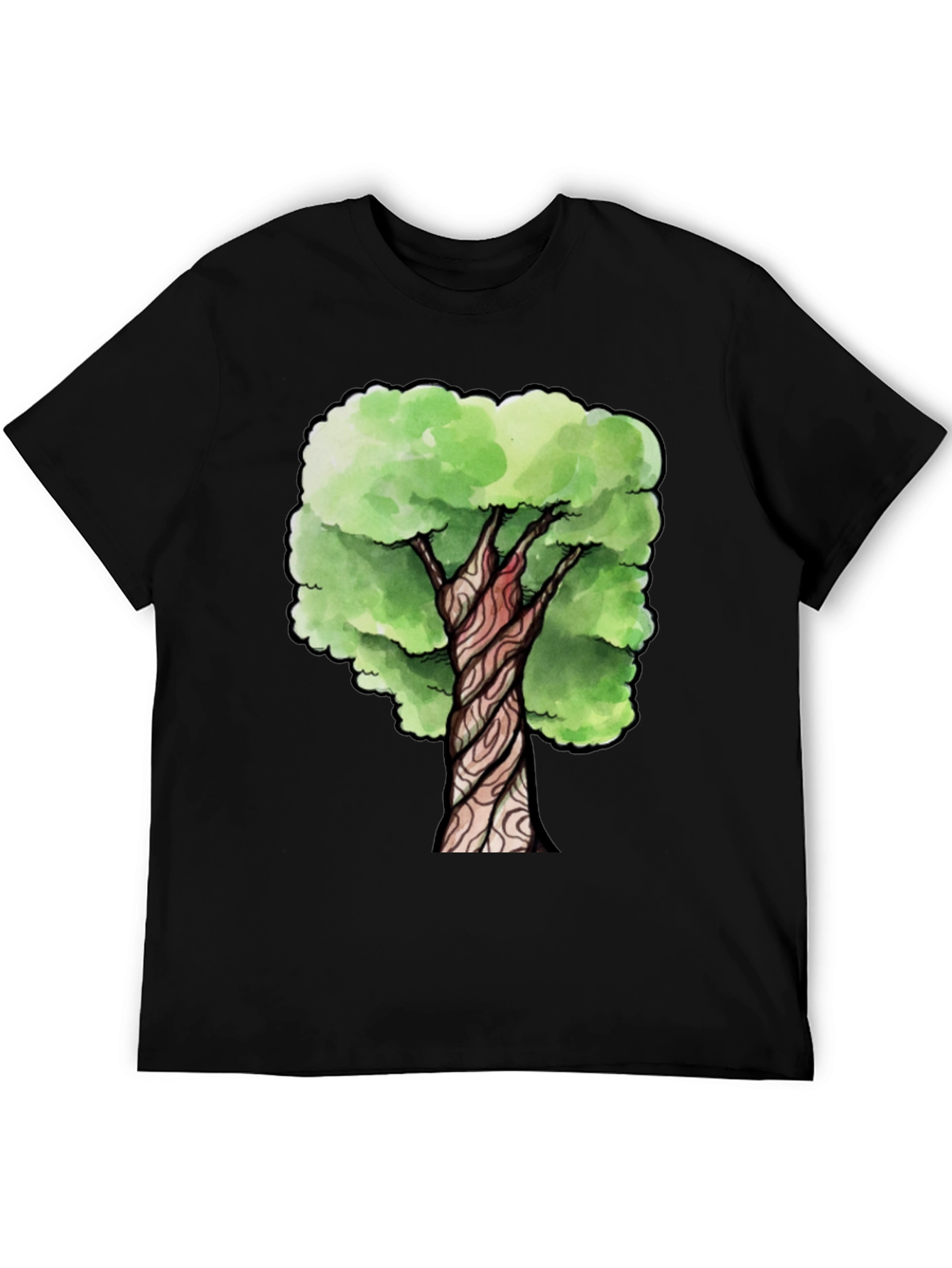 Black Watercolor Tree Graphic Print Black T-Shirt view 5