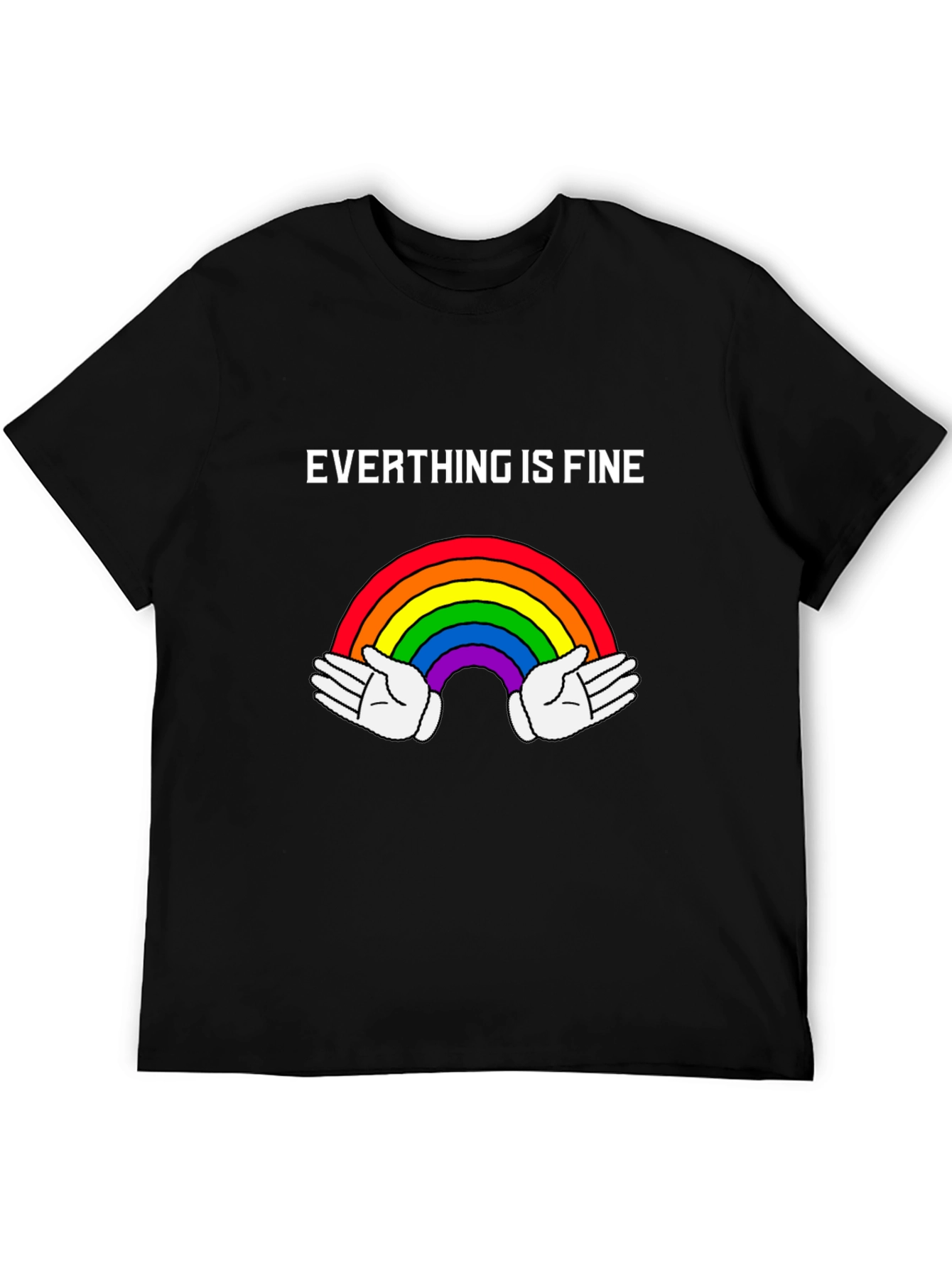 Black Everything is Fine Rainbow T-Shirt - Unisex Cotton Tee view 5