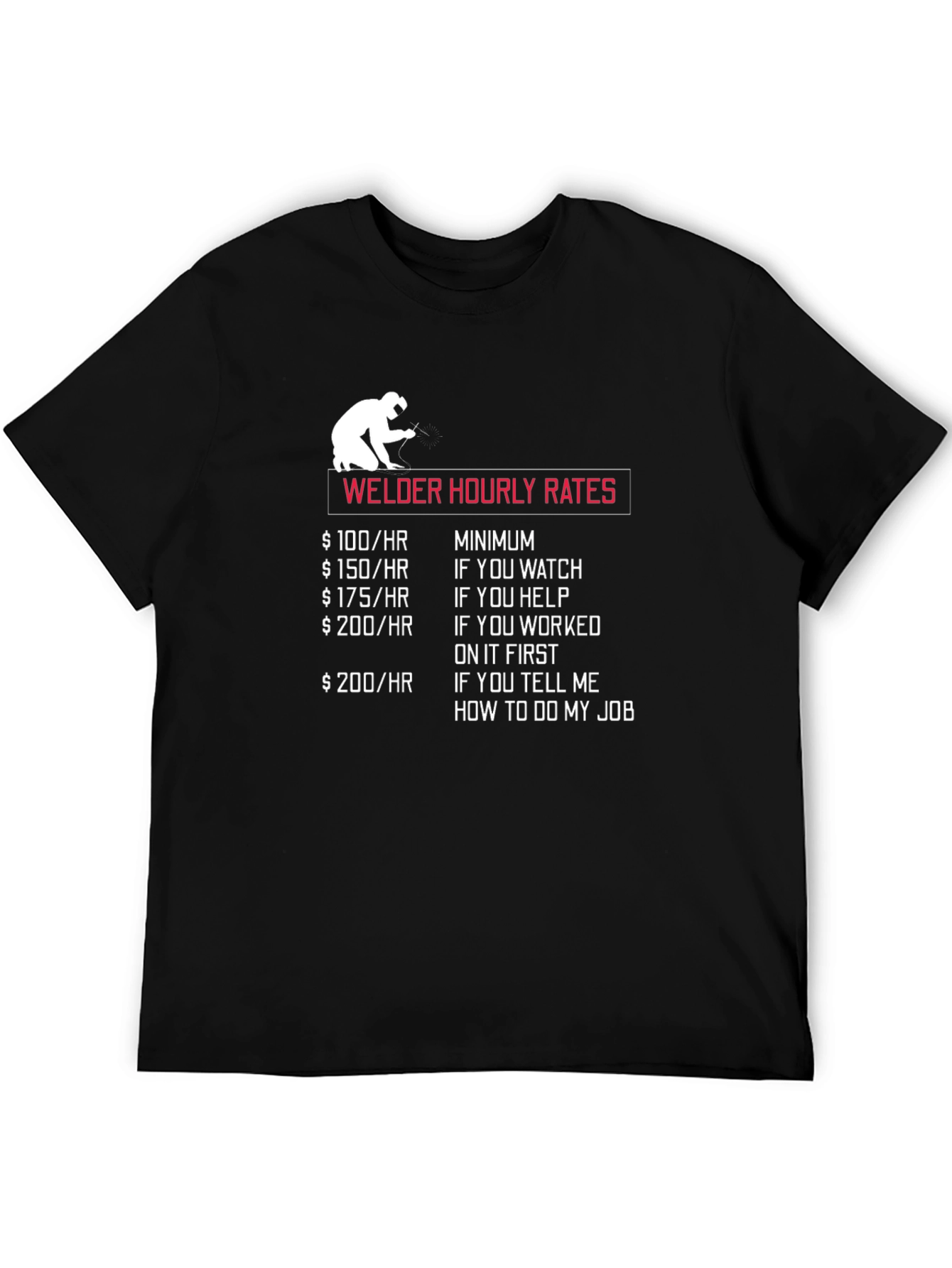 Black Welder Hourly Rates Graphic Tee - Funny Welding T-Shirt view 5