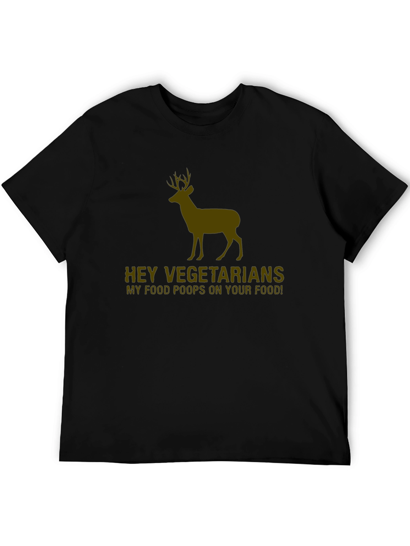 Black Hey Vegetarians Deer Graphic Tee - Novelty Hunting Humor T-Shirt view 5