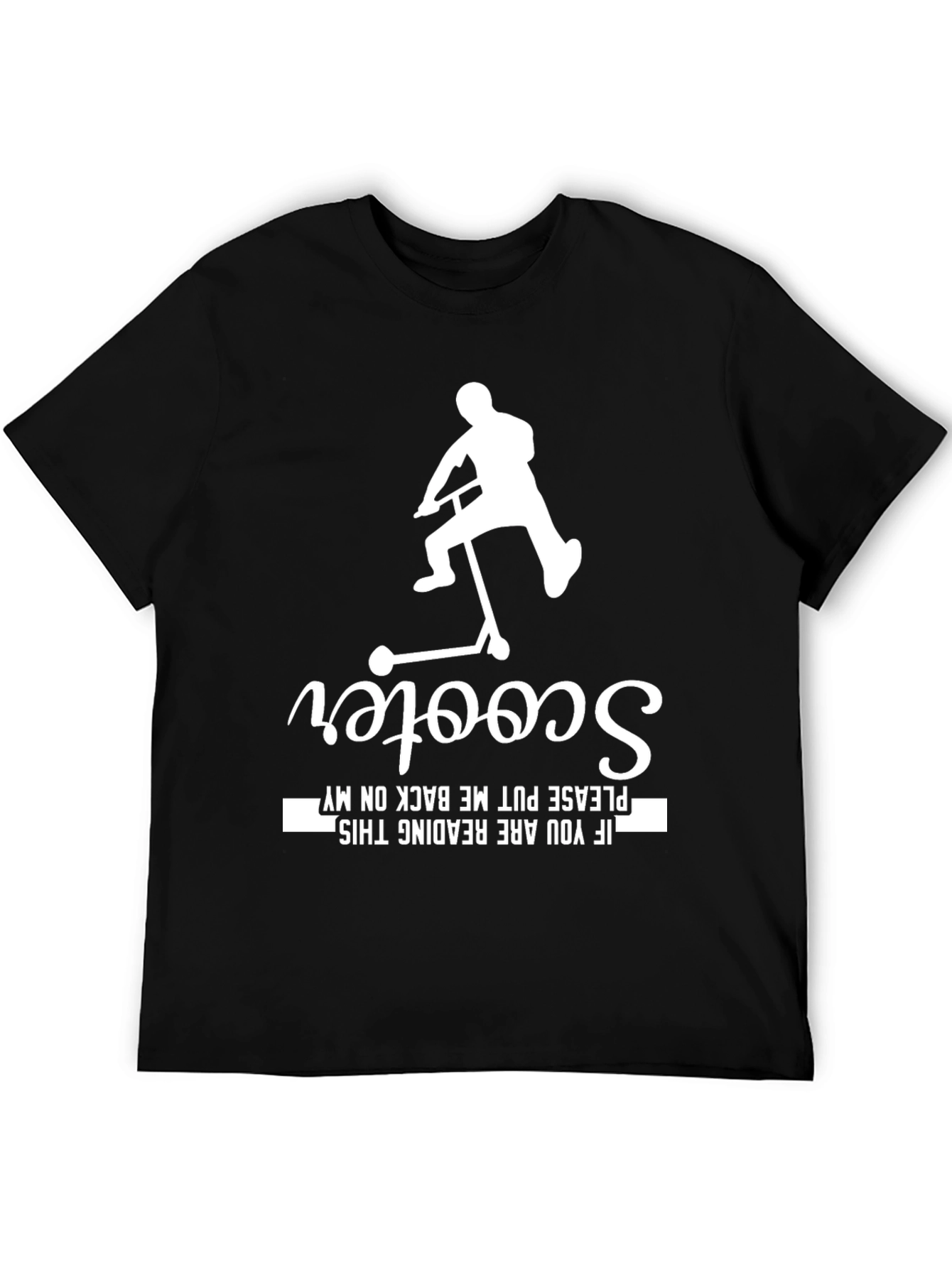 Black Funny Scooter Rider T-Shirt - Please Put Me Back On My Scooter view 5
