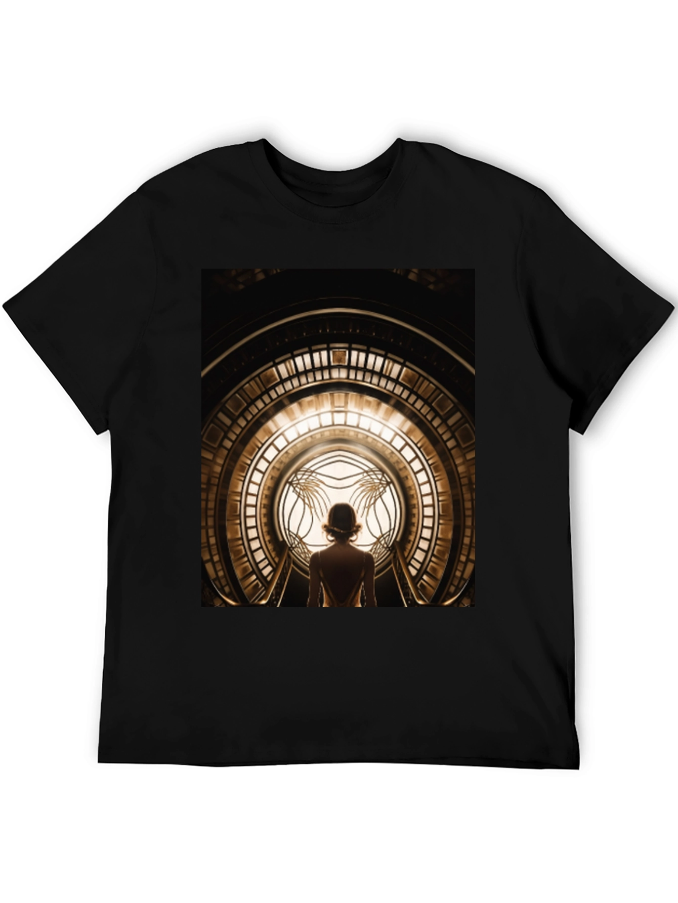 Black Art Deco Portal Graphic Tee - Unique Design view 5