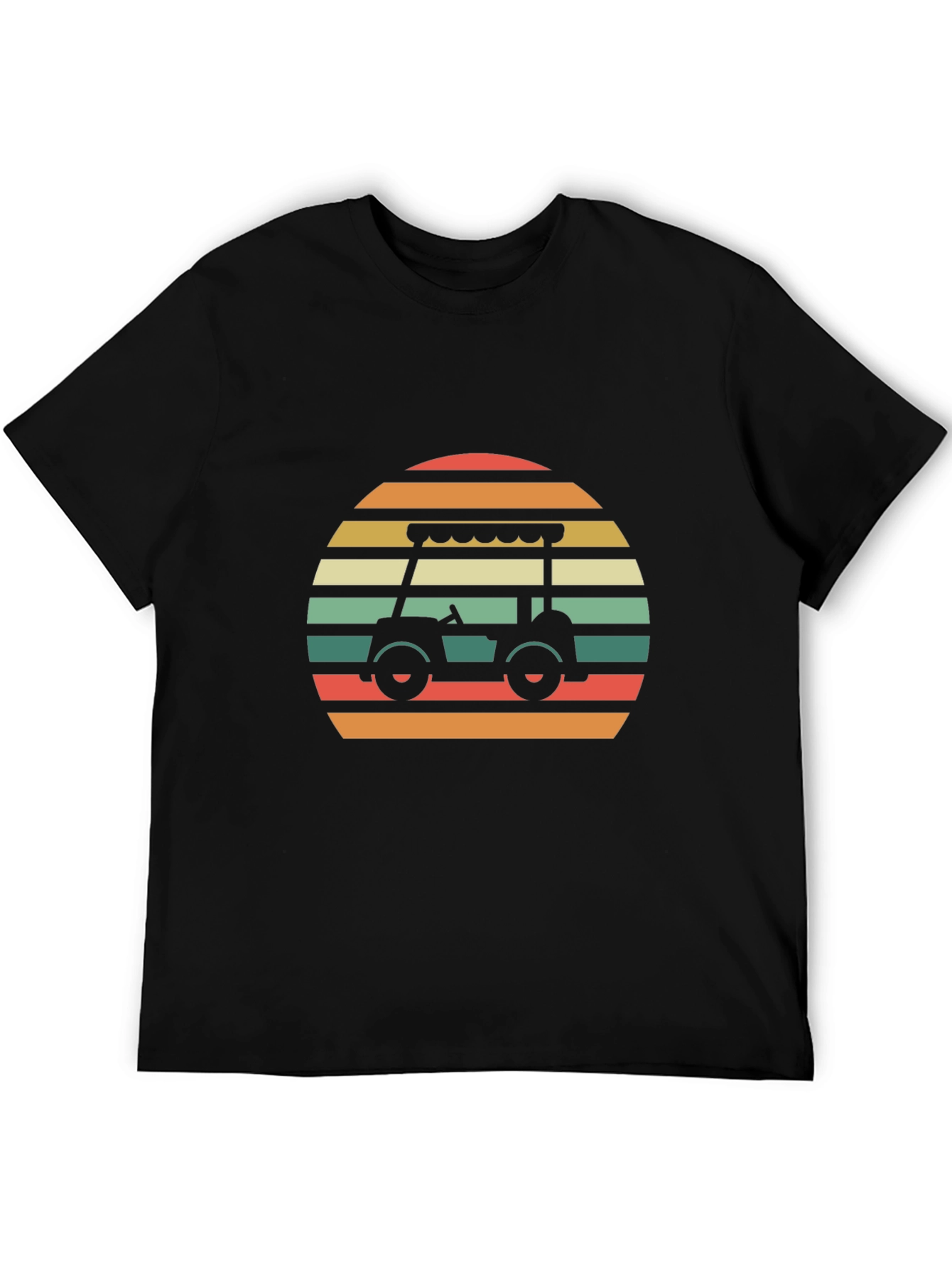 Black Retro Golf Cart T-Shirt view 5
