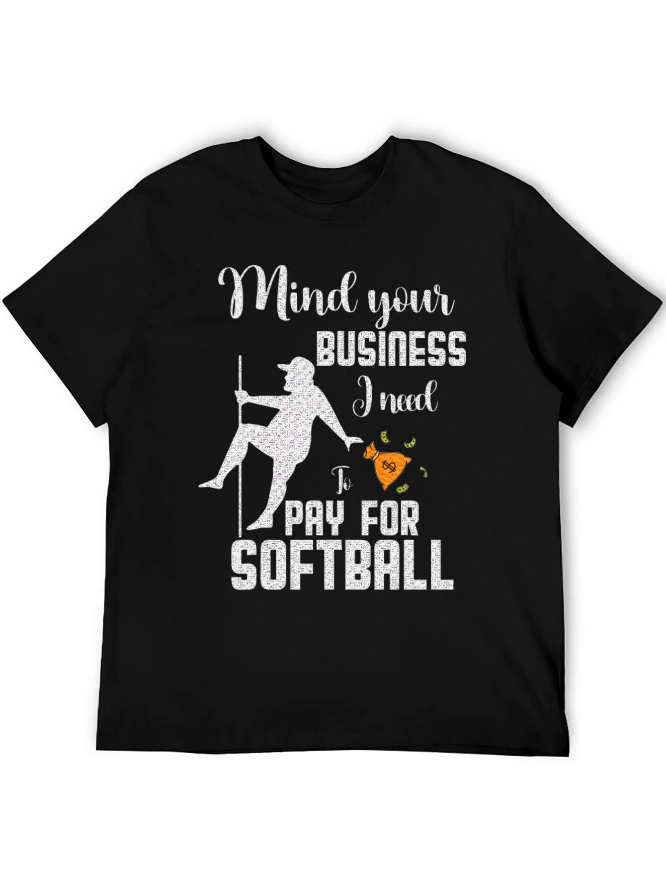 Black Mind Your Business Softball T-Shirt view 5