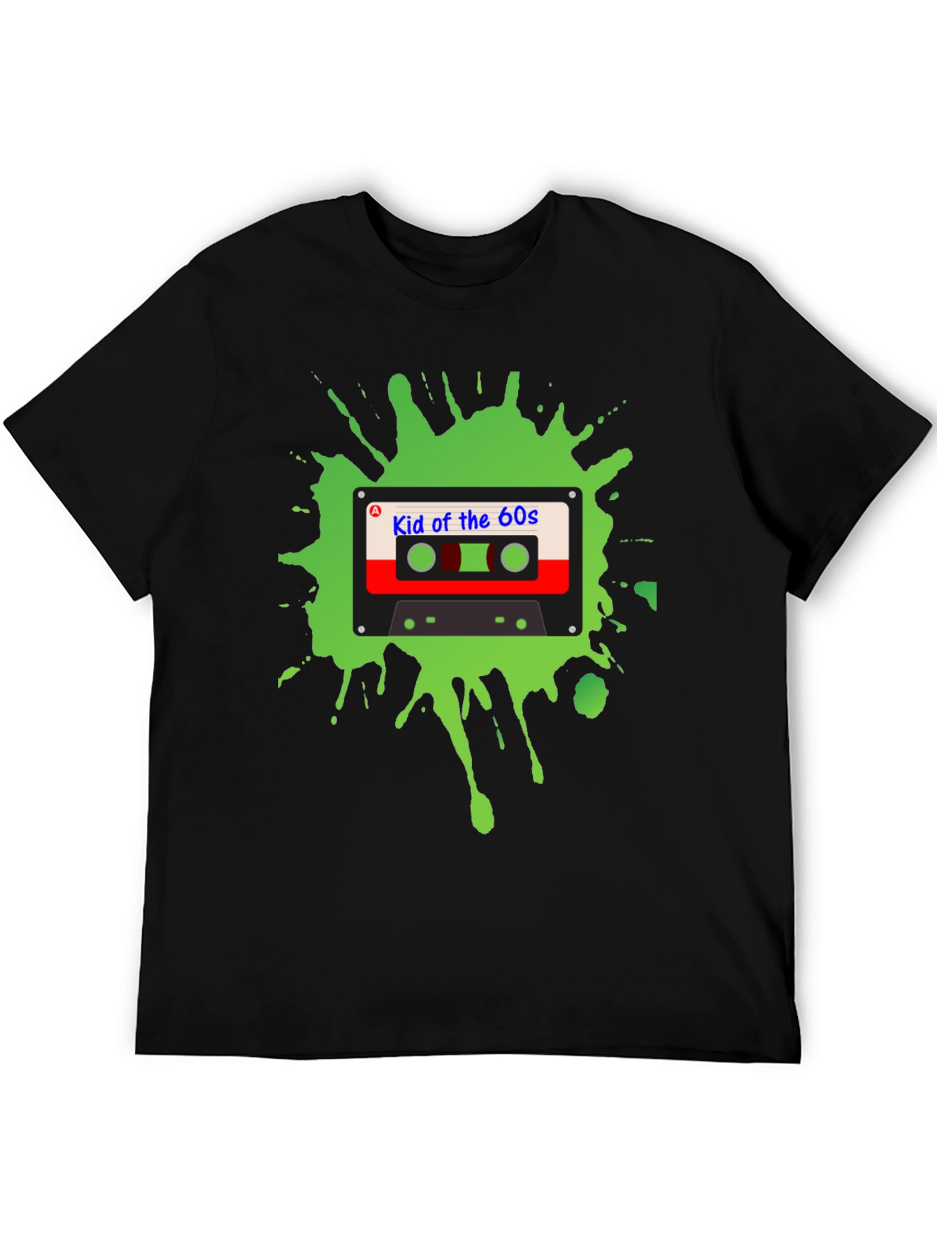 Black Retro "Kid of the 60s" Cassette Tape Graphic T-Shirt view 5