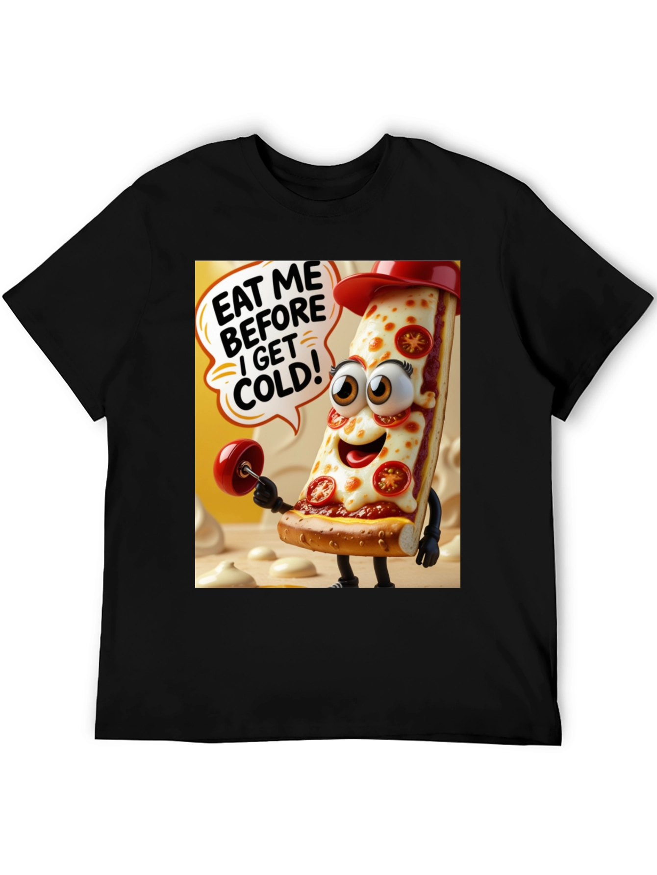 Black Pizza Lover's Graphic T-Shirt view 5