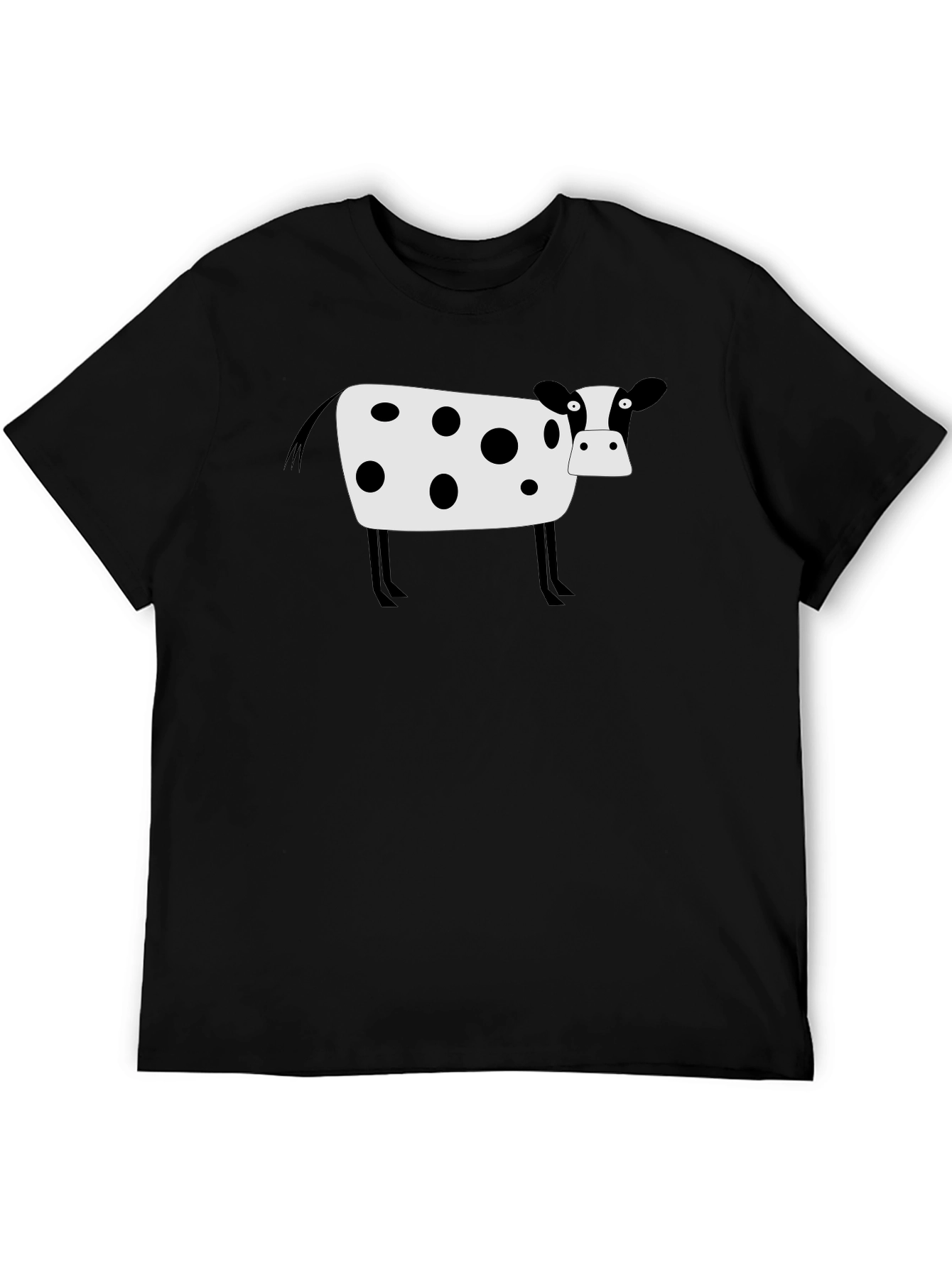 Black Cow Graphic Tee - Black Cotton Blend Casual T-Shirt view 5