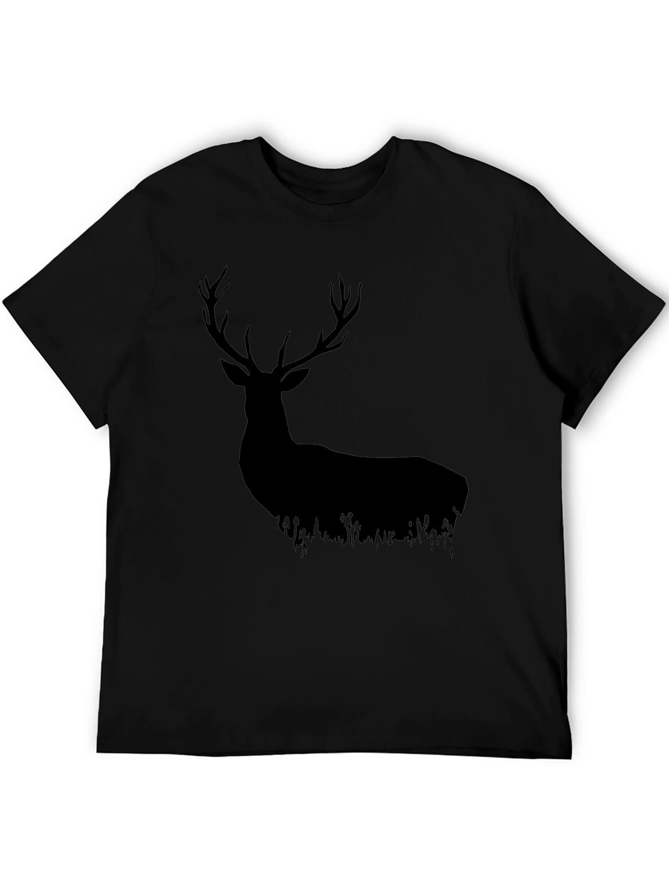 Black Black Deer Silhouette Graphic Tee - Nature Lover's Shirt view 5