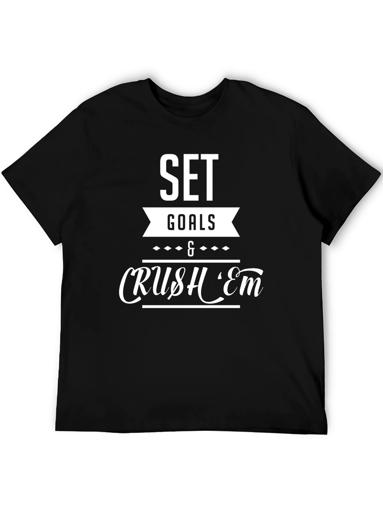 Black Set Goals & Crush 'Em Black Graphic T-Shirt view 5