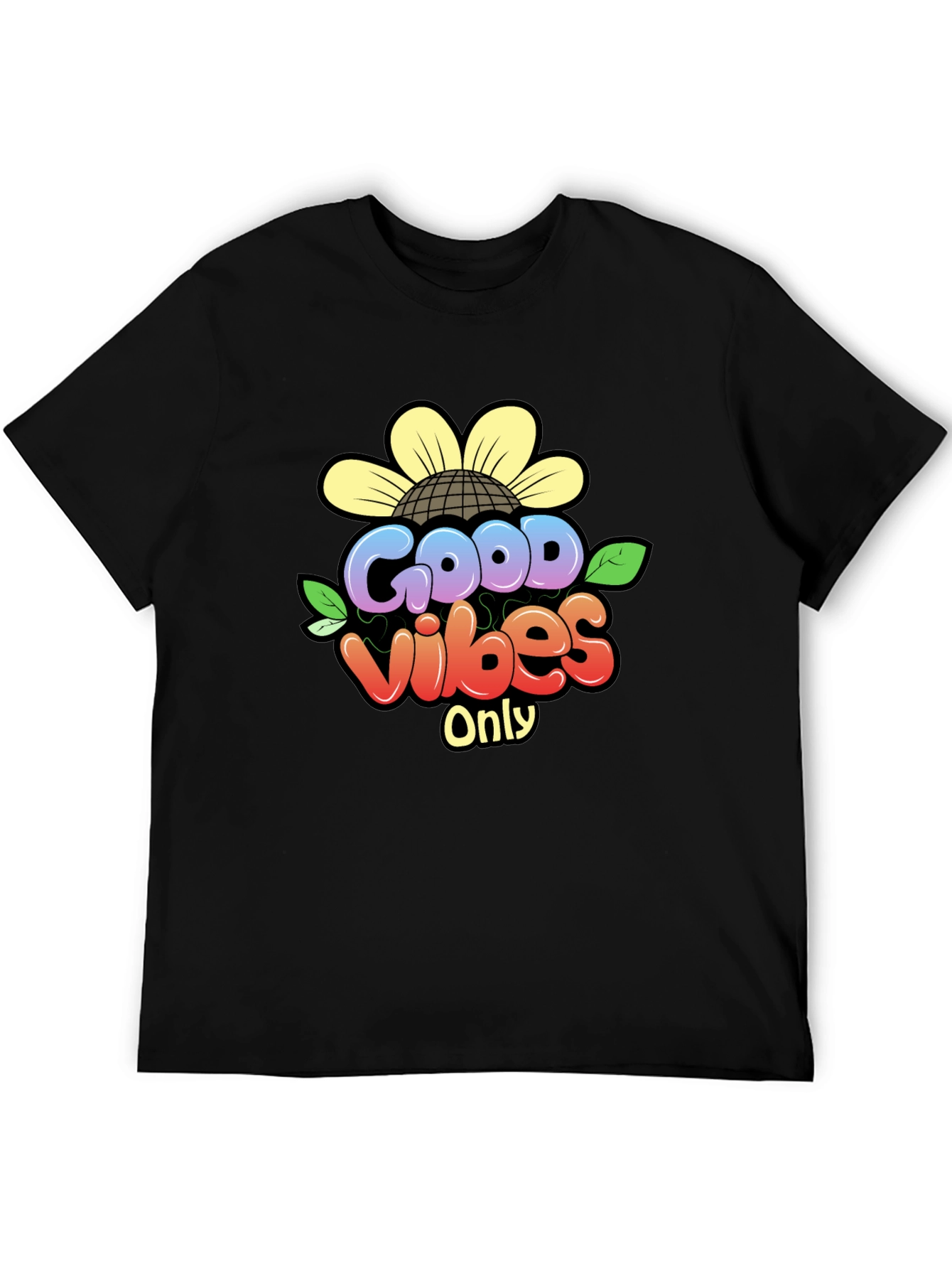 Black Good Vibes Only T-Shirt - Black Graphic Tee view 5