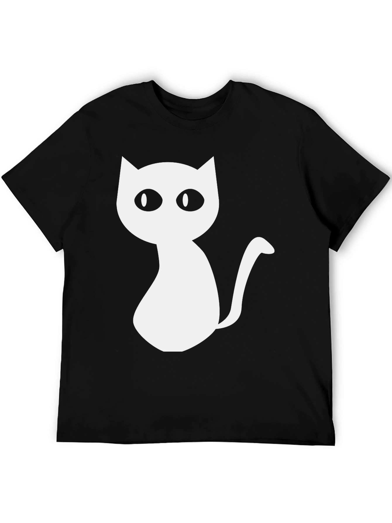 Black Cute Cat Graphic Tee - Unisex Black T-Shirt view 5