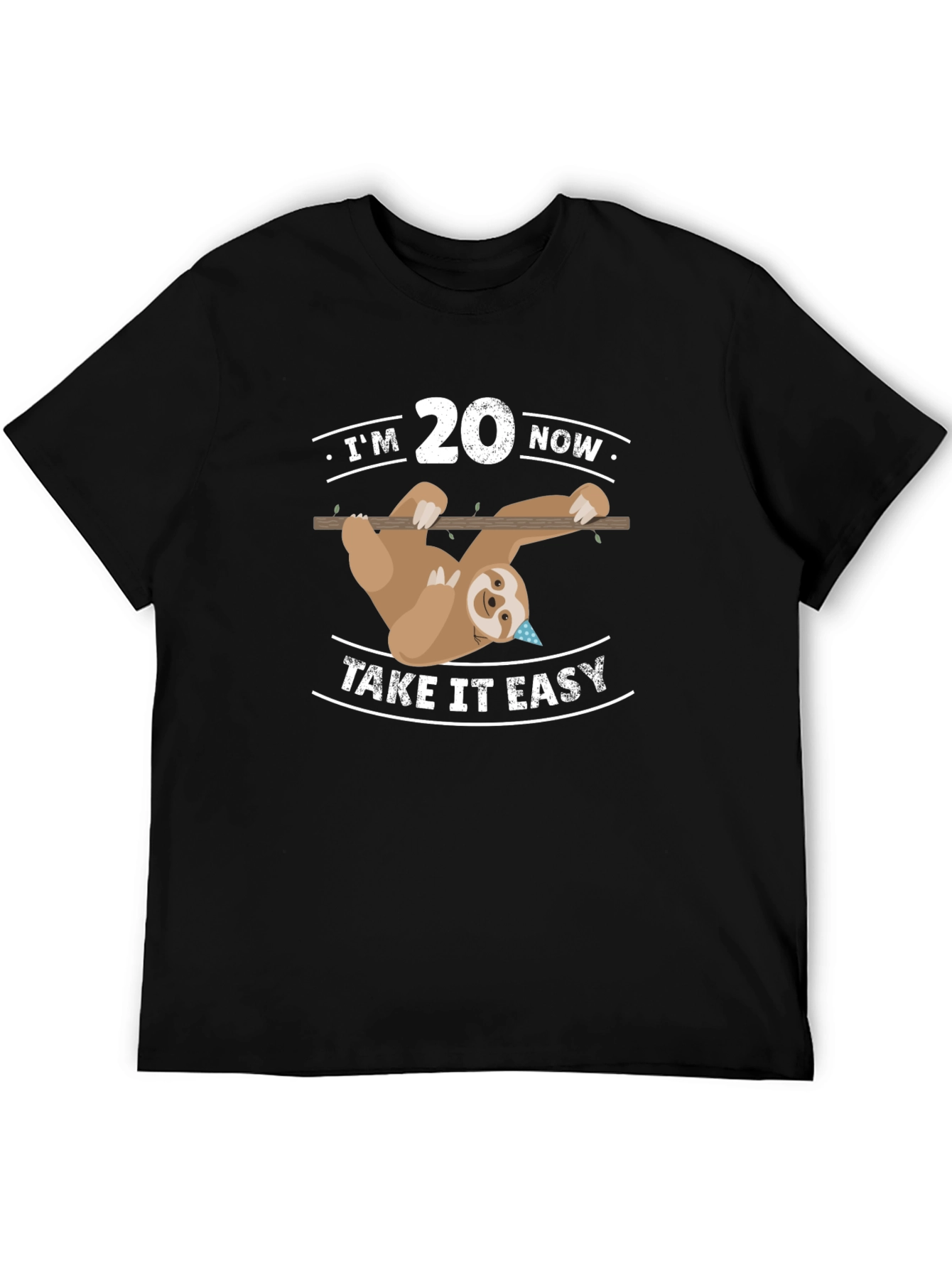 Black I'm 20 Now Sloth T-Shirt - Take It Easy! view 5