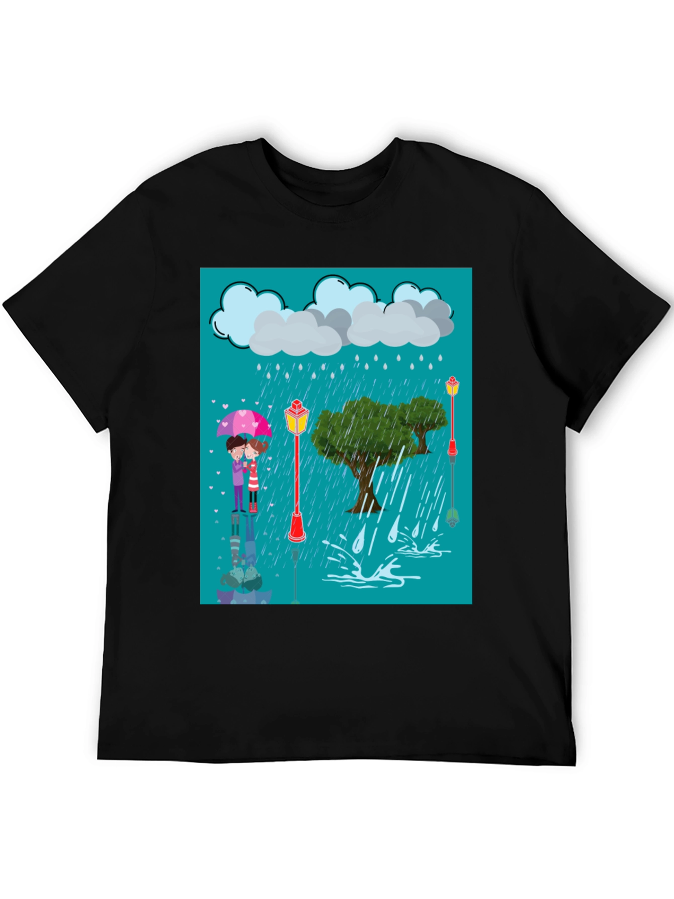 Black Rainy Day Lovers T-Shirt view 5